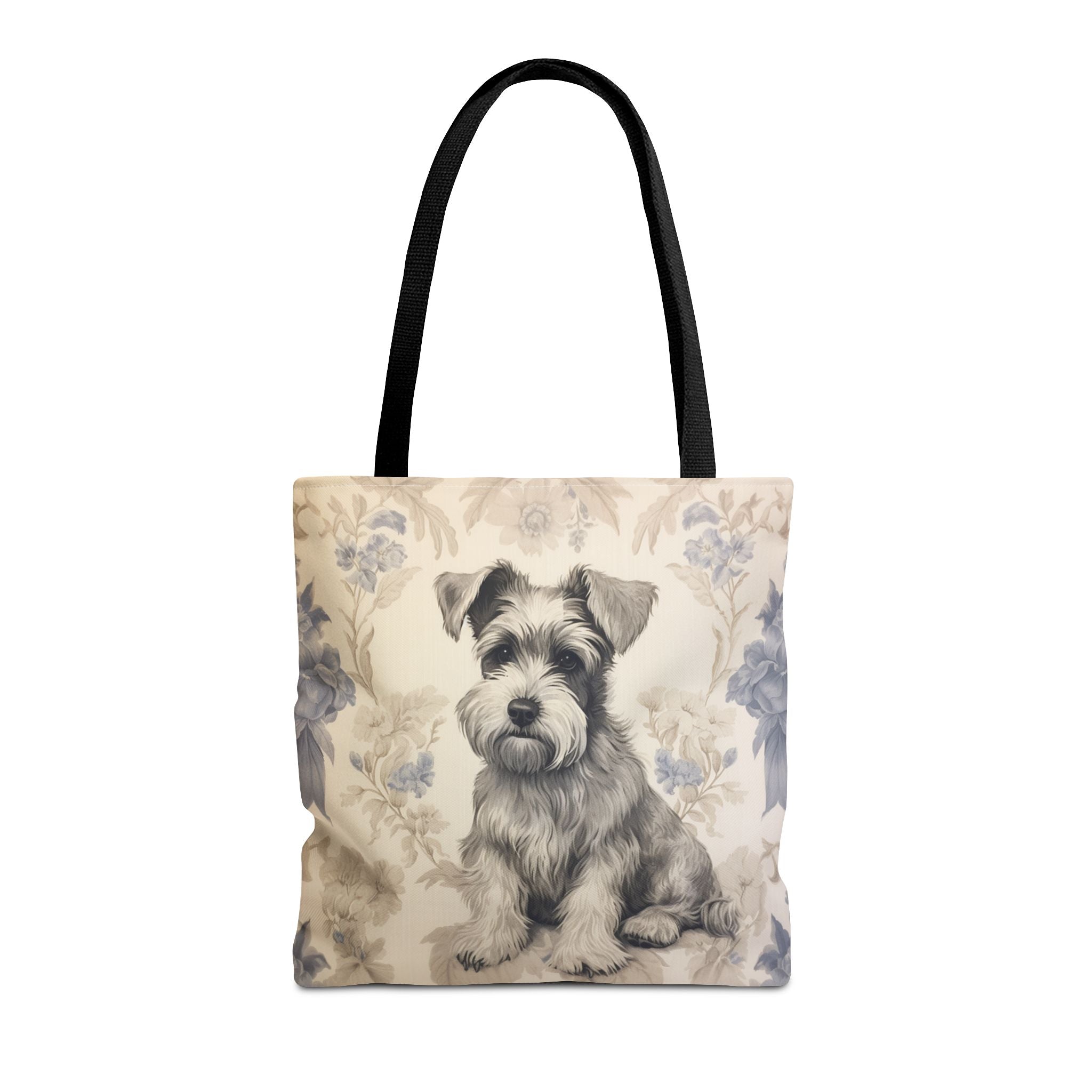 Mini Schnauzer Floral Tote Bag, Artistic Canvas Shopping Bag - Darwin & Rose