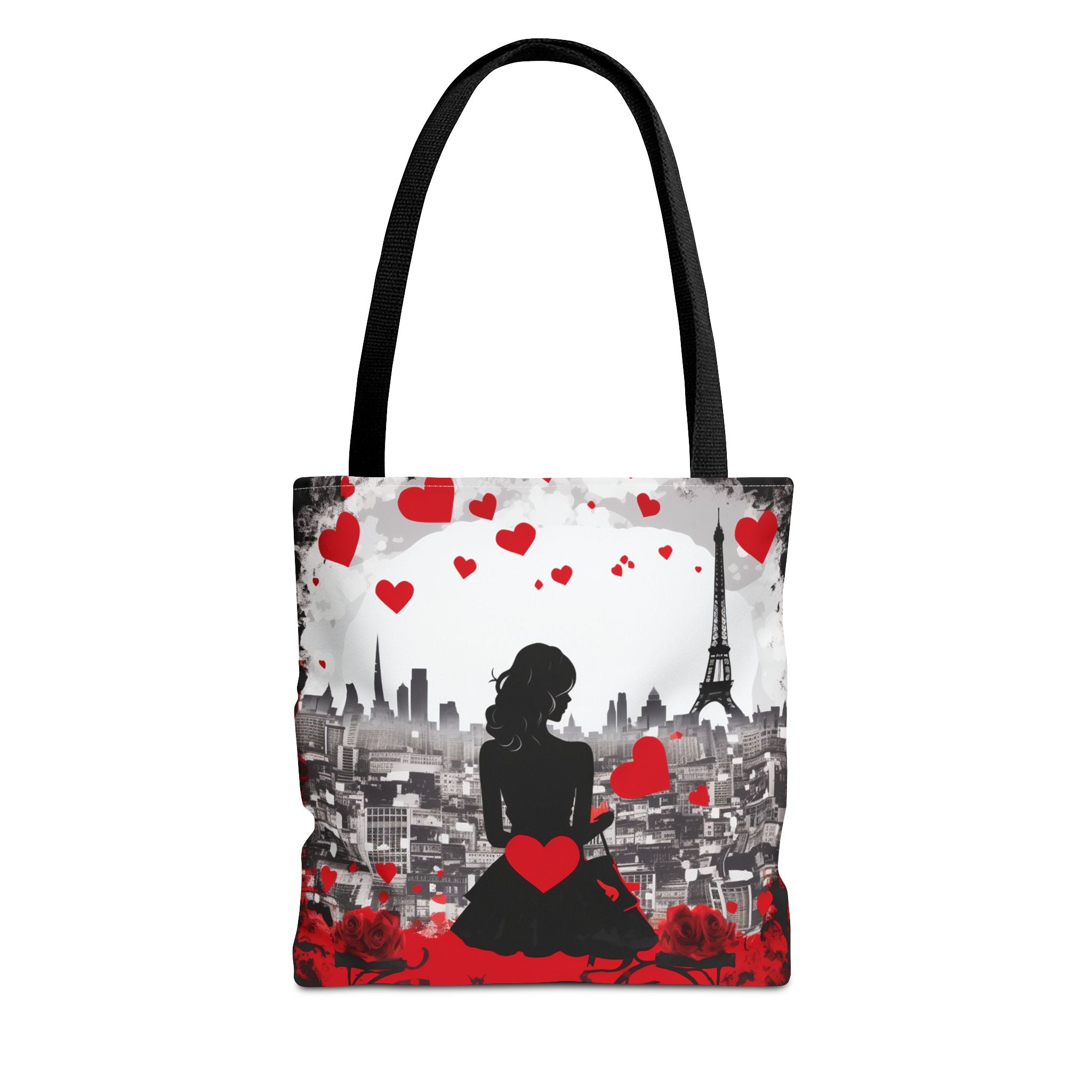 Parisian Romance Tote Bag - Eiffel Tower Design with Heart Accents - Darwin & Rose