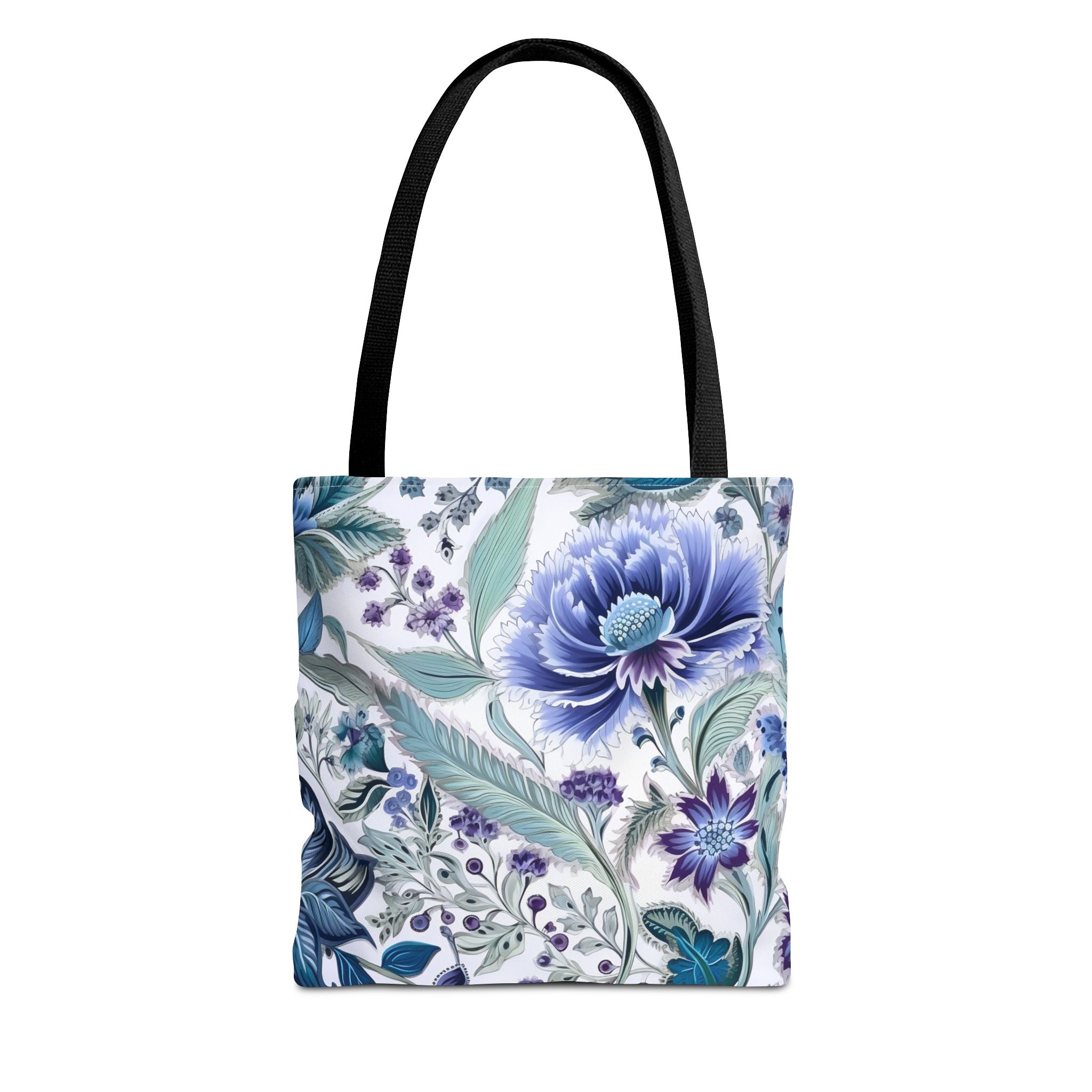 Elegant Blue Blossom Canvas Tote Bag, Eco-Friendly Floral Gift - Darwin & Rose