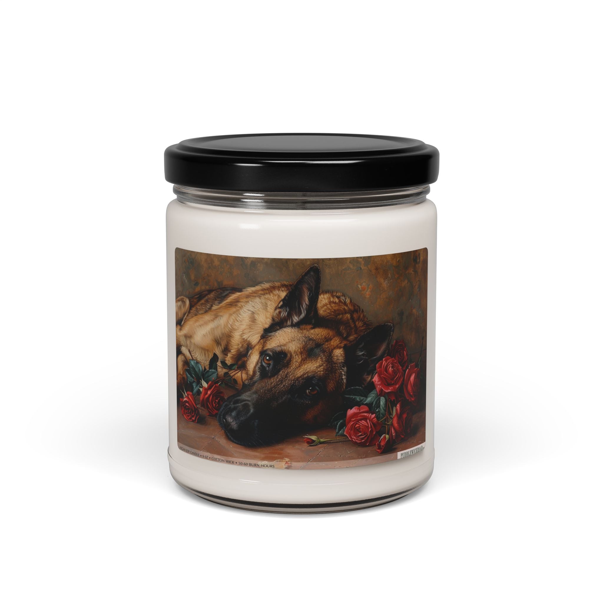 Belgian Malinois Tribute Candle with Vintage Floral Design - Darwin & Rose