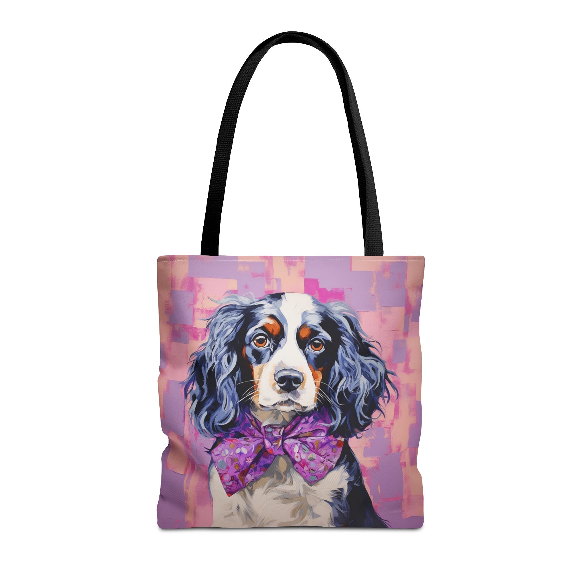 Cavalier King Charles Spaniel Canvas Tote Bag with Artistic Bow Design - Darwin & Rose