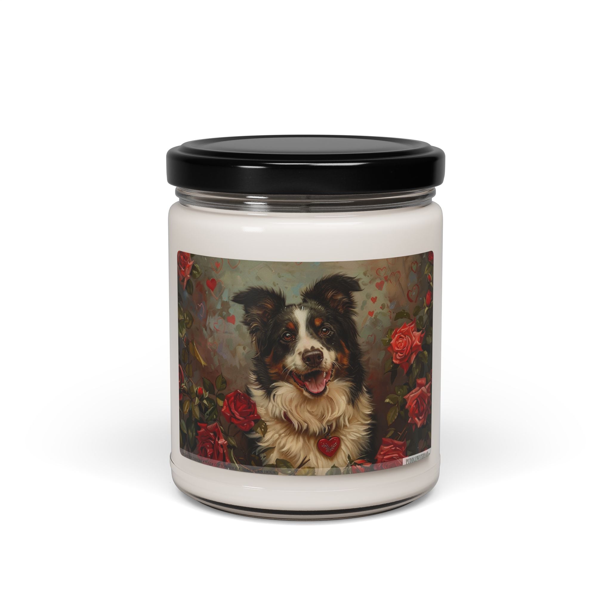 Loyal Border Collie Candle - Heartfelt Gift with Rose Design - Darwin & Rose