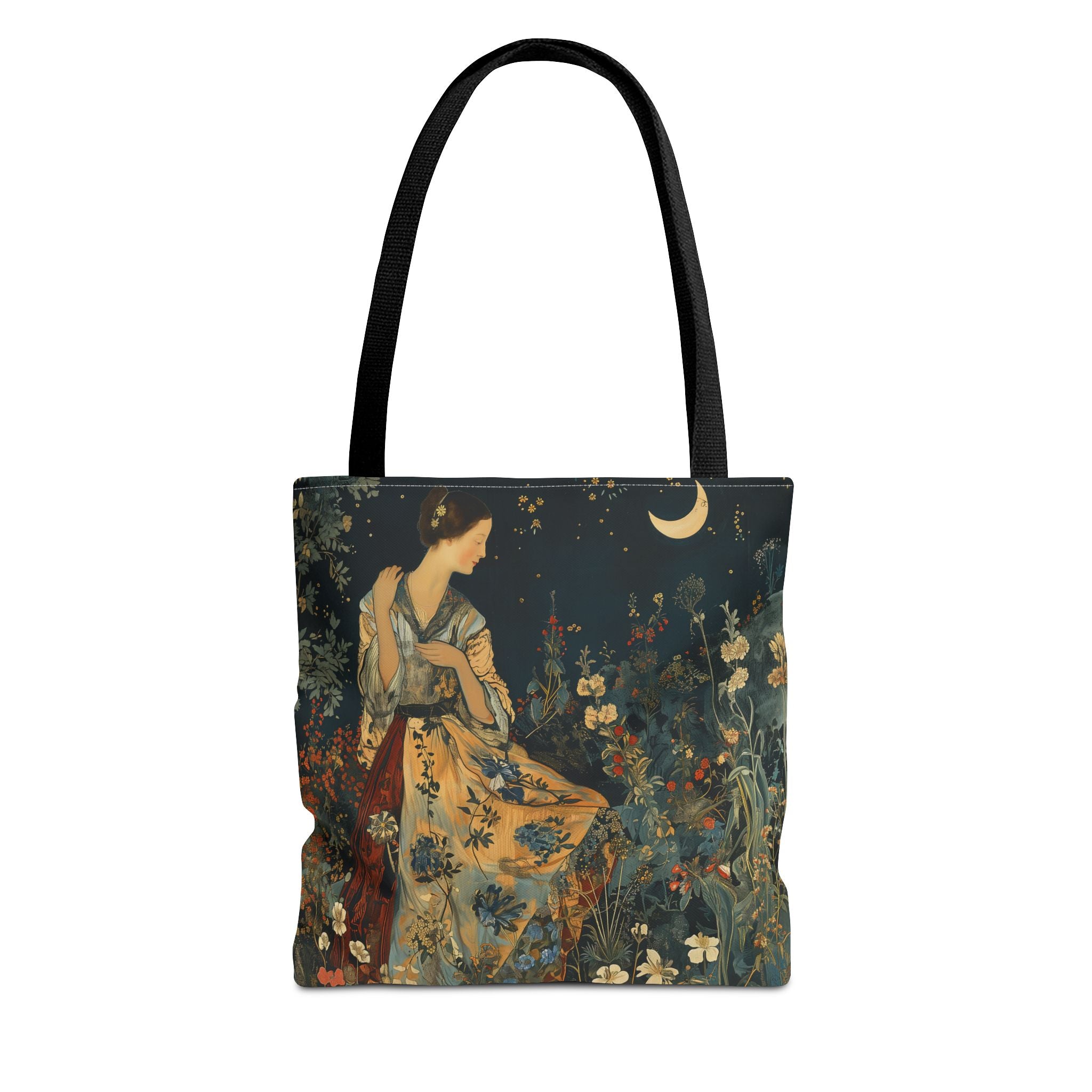 Moonlit Floral Canvas Tote Bag - Elegant Eco-Friendly Shopper - Darwin & Rose