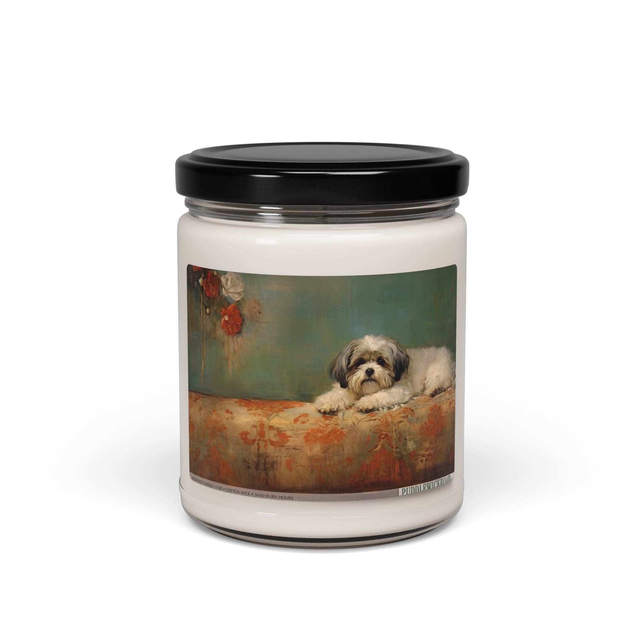 Elegant Shih Tzu Soy Candle - Vintage Art Pet Lover Memorial Gift - Darwin & Rose