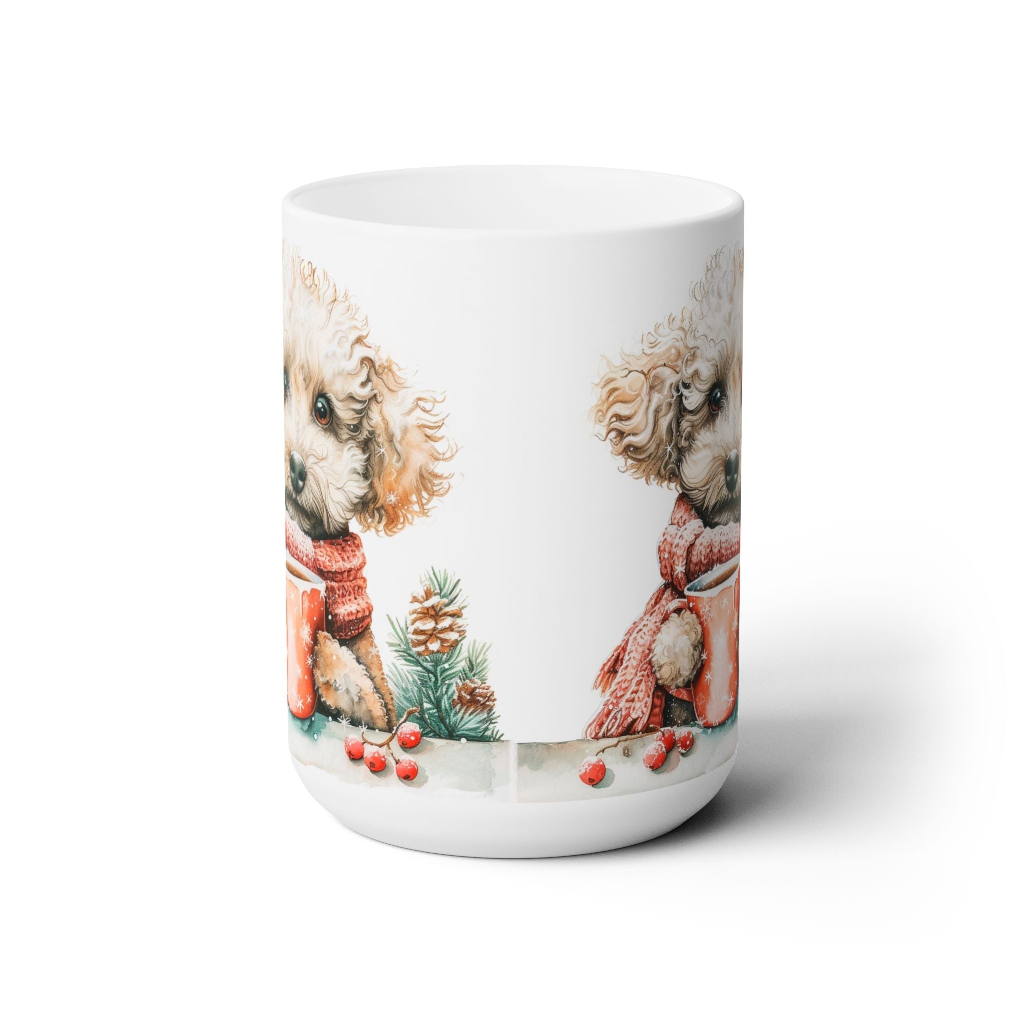 Cozy Poodle Winter Mug with Festive Scarf - Dog Lover Gift - Darwin & Rose