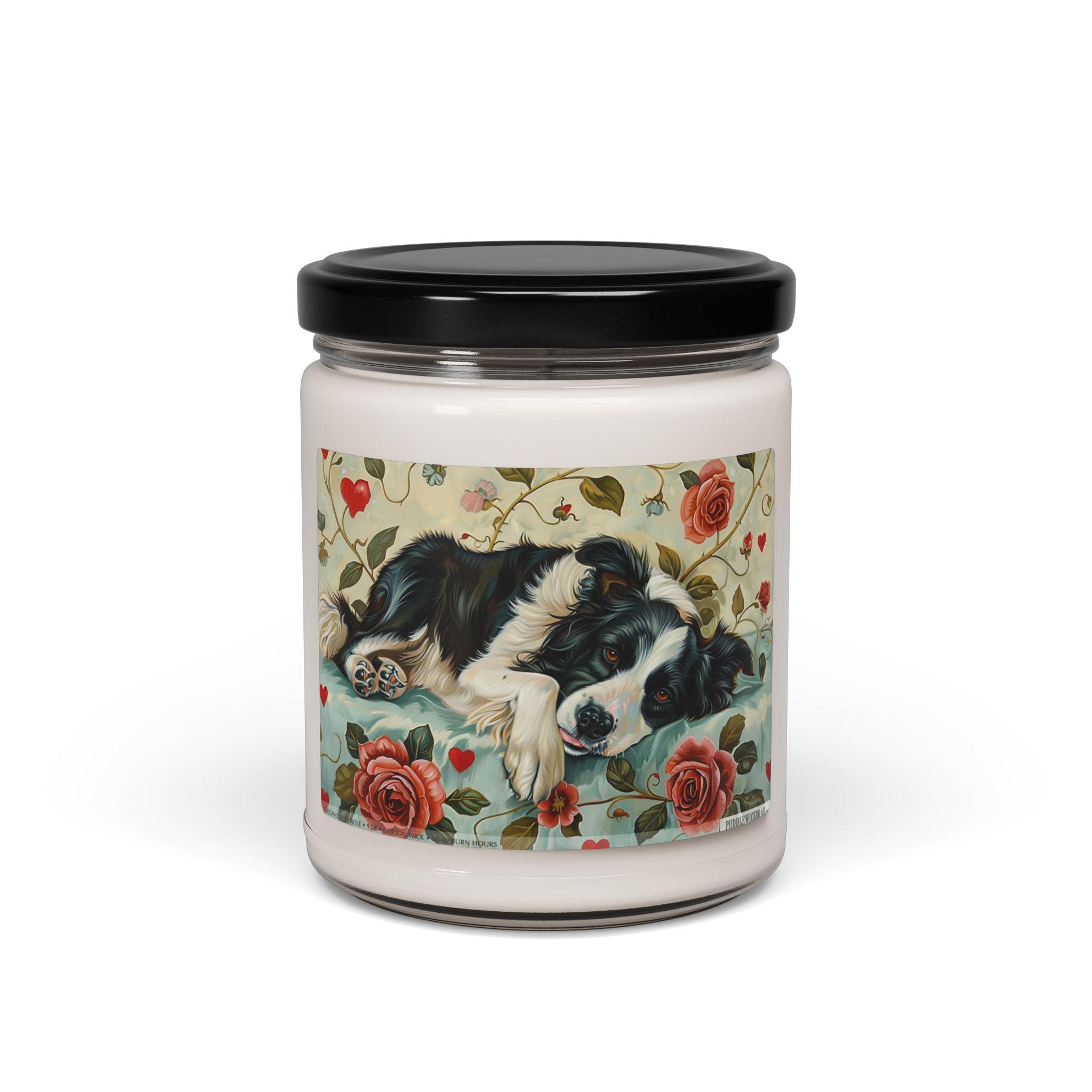 Border Collie Candle - Cozy Gift for Dog Lovers with Vintage Art - Darwin & Rose