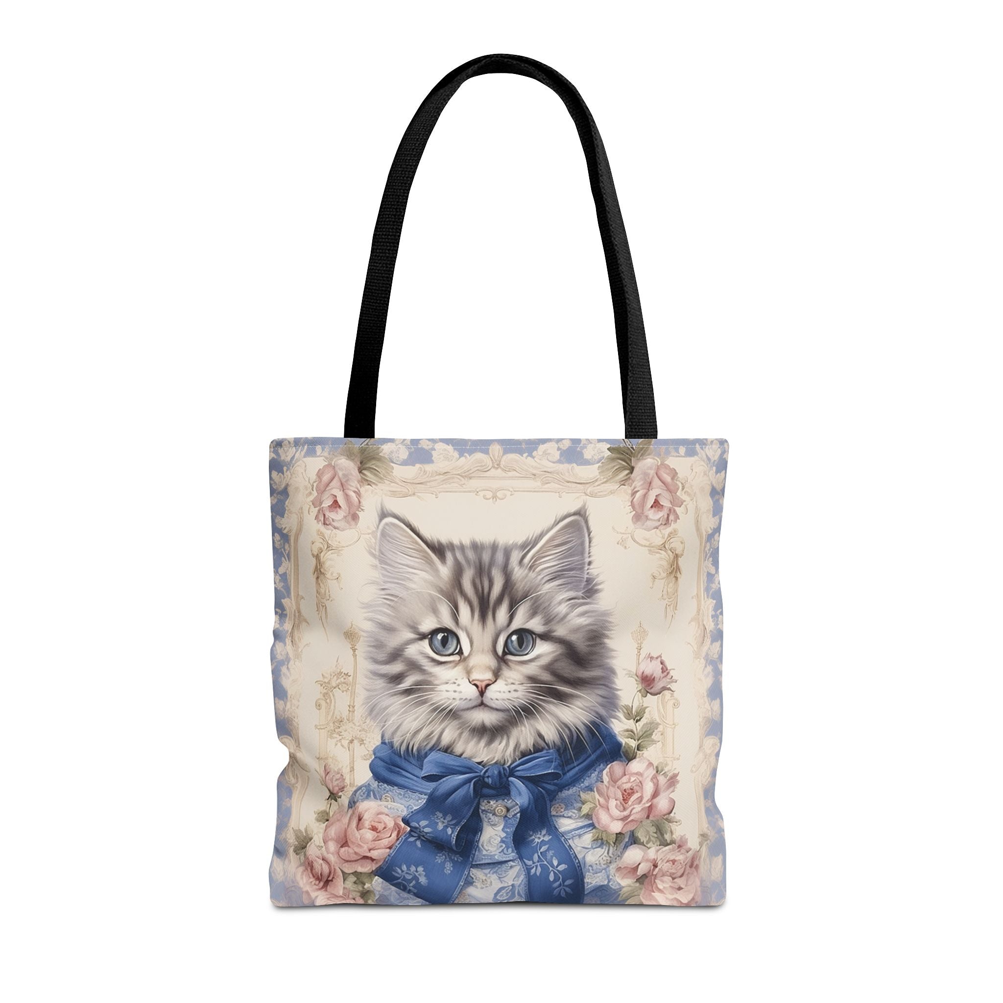Charming Tabby Cat Tote Bag, Floral Vintage Design for Cat Lovers - Darwin & Rose