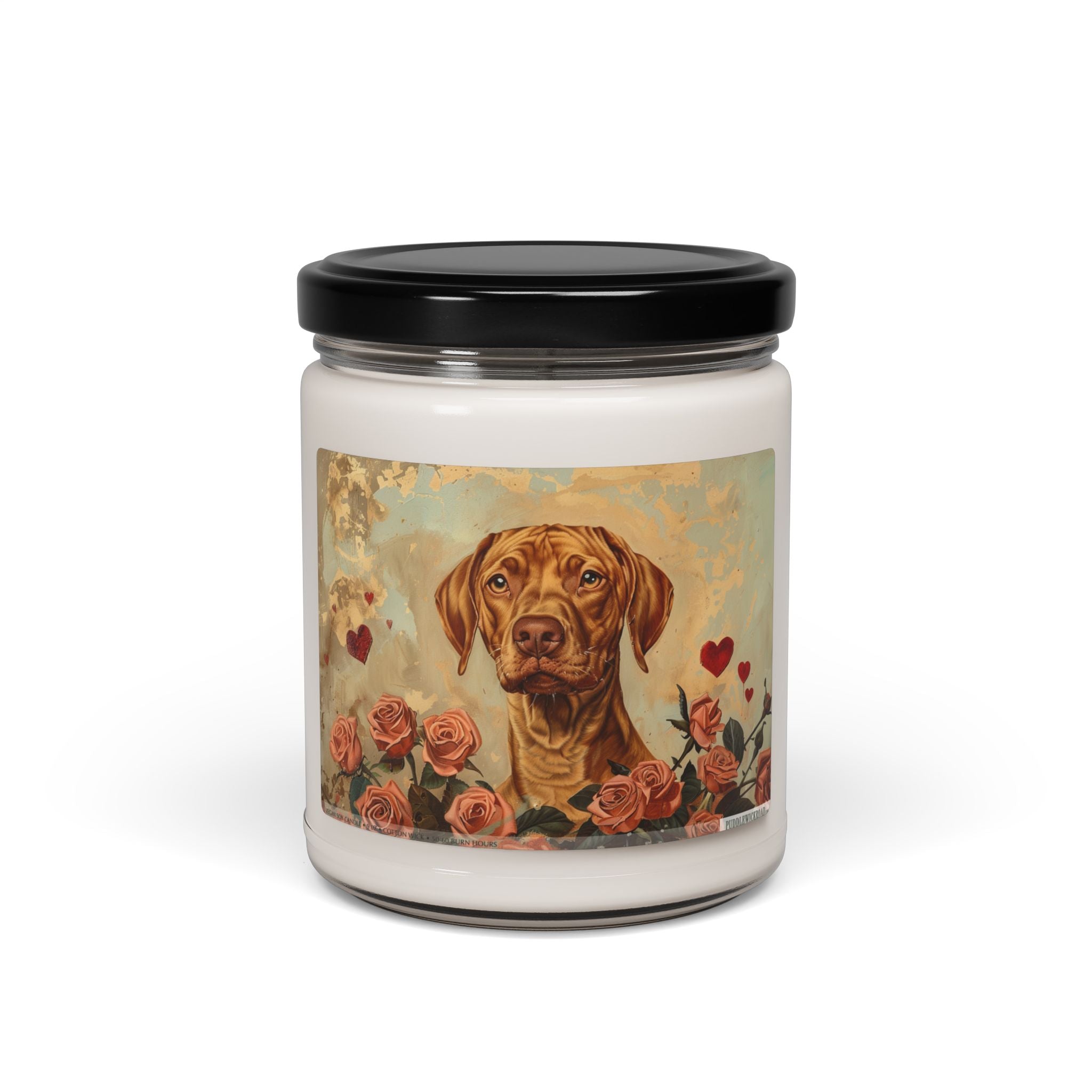 Vizsla Forever Candle - Elegant Dog Lover Gift with Roses - Darwin & Rose