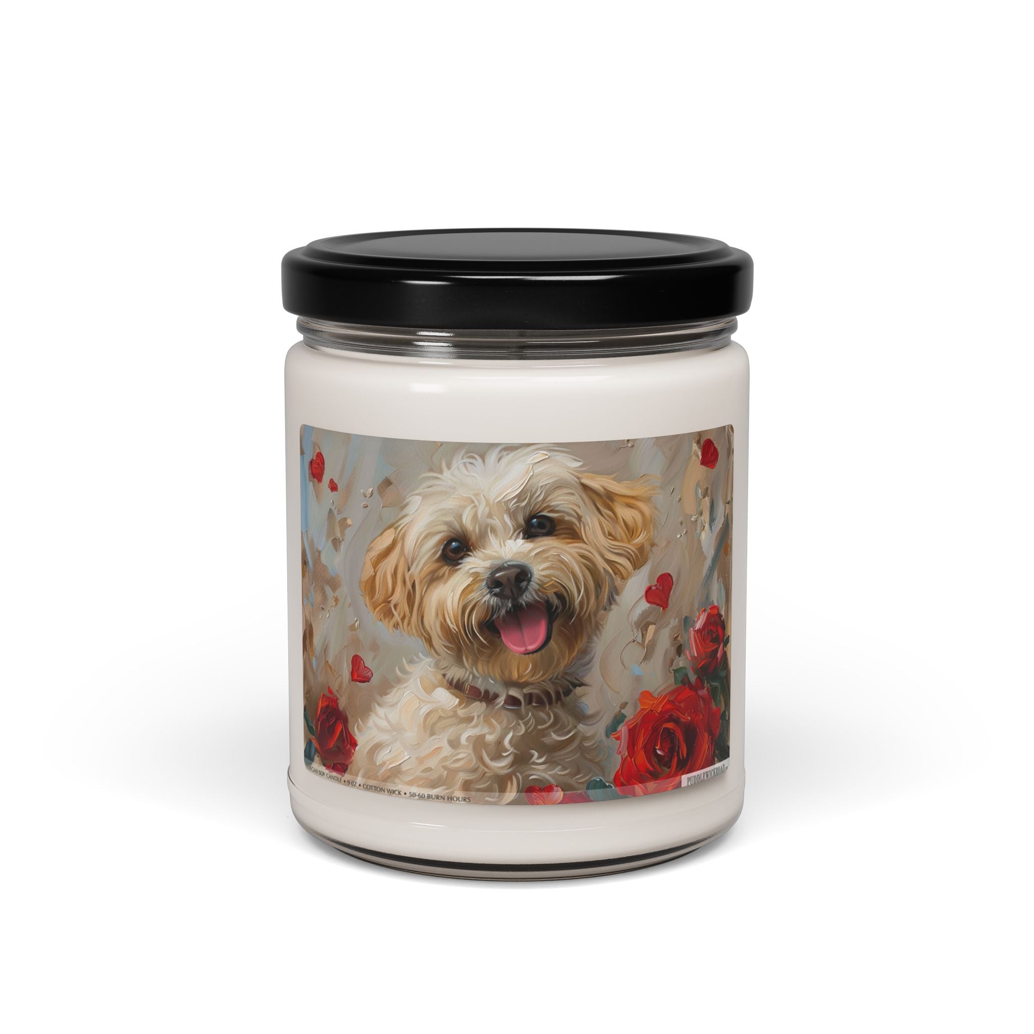 Maltipoo Love Candle - Dog Lover Gift with Floral Vintage Art - Darwin & Rose
