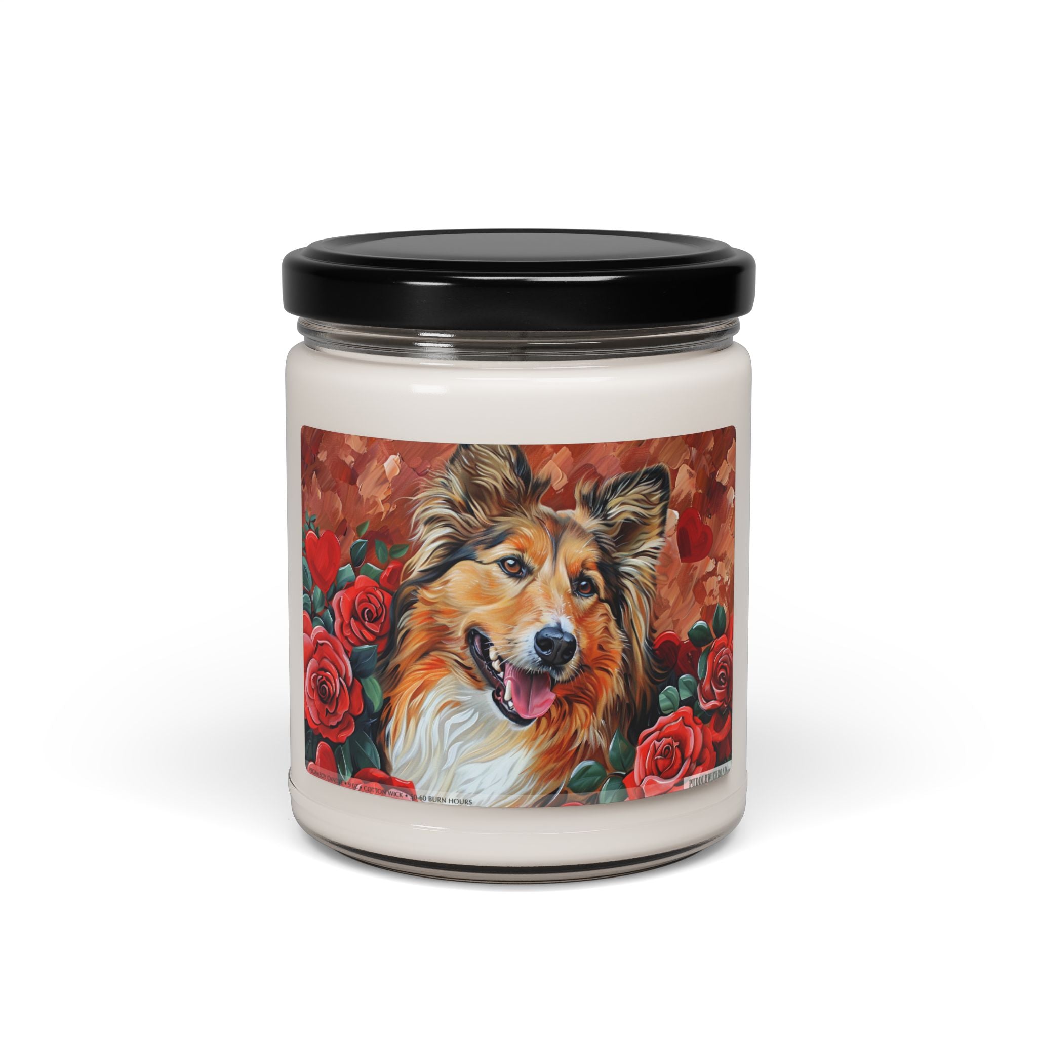 Collie Love Memorial Candle - Vintage Rose Design for Pet Lovers - Darwin & Rose
