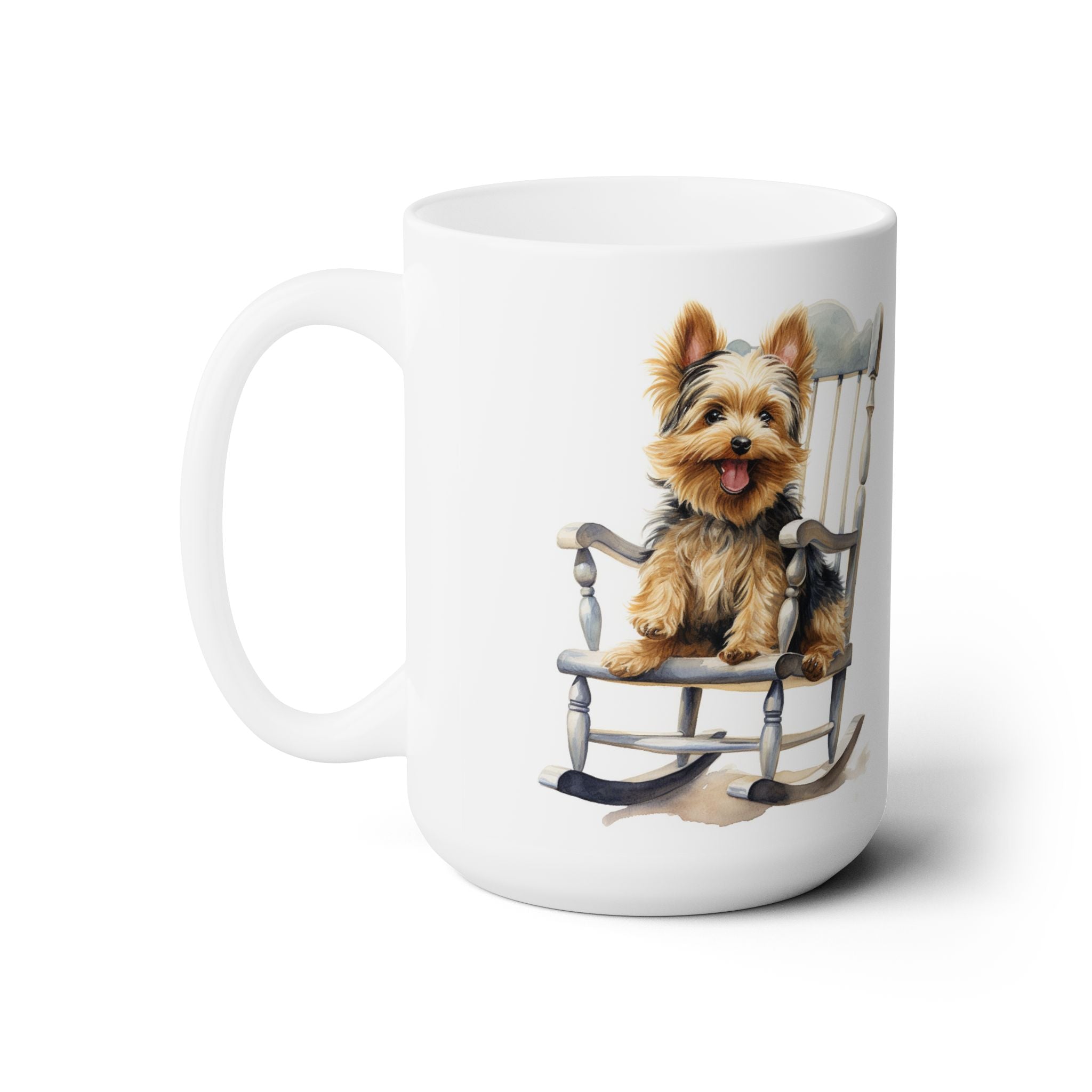 Yorkie Charm Mug - Adorable Yorkshire Terrier on Rocking Chair - Darwin & Rose
