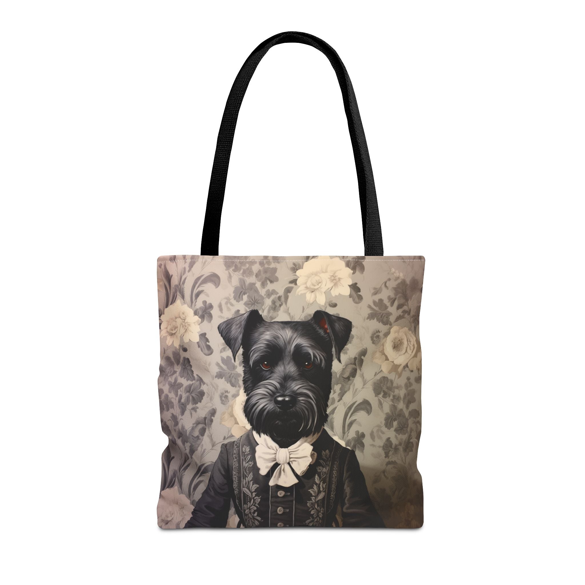 Distinguished Schnauzer Tote Bag, Elegant Floral Design for Dog Lovers - Darwin & Rose