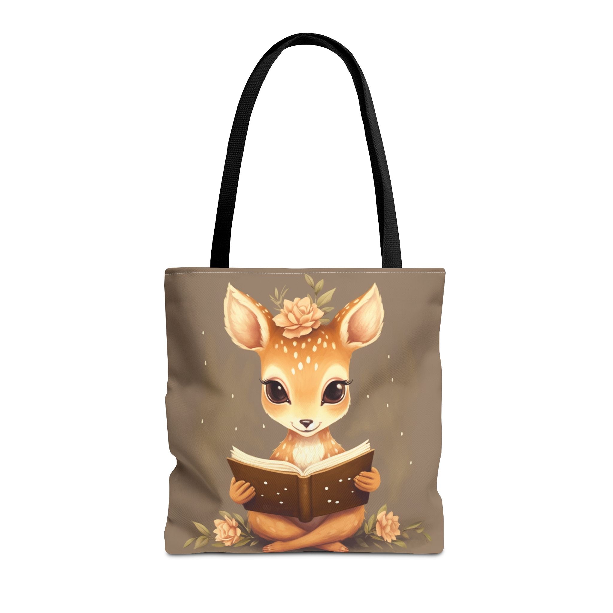 Whimsical Fawn Reader Canvas Tote Bag, Eco-Friendly Book Lover Gift - Darwin & Rose