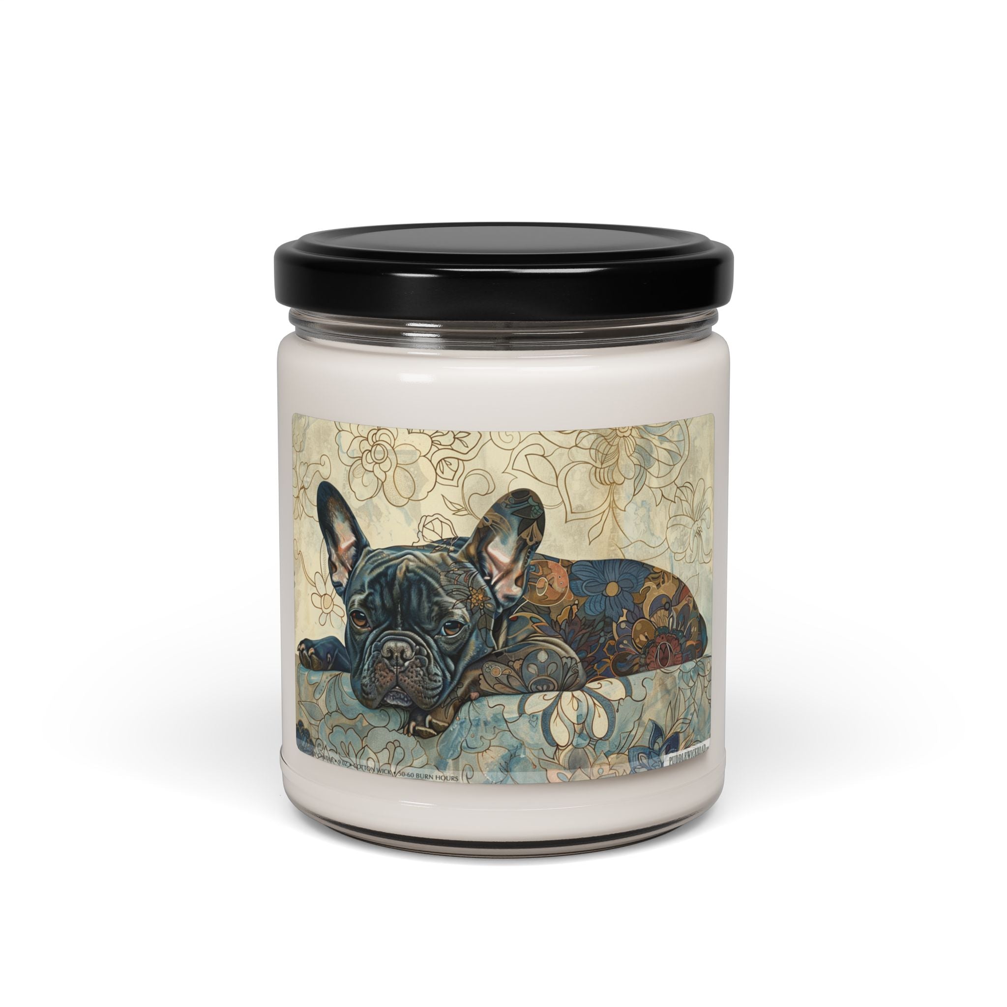 Frenchie Bliss Candle - Vintage Art Soy Candle Gift for Dog Lovers - Darwin & Rose