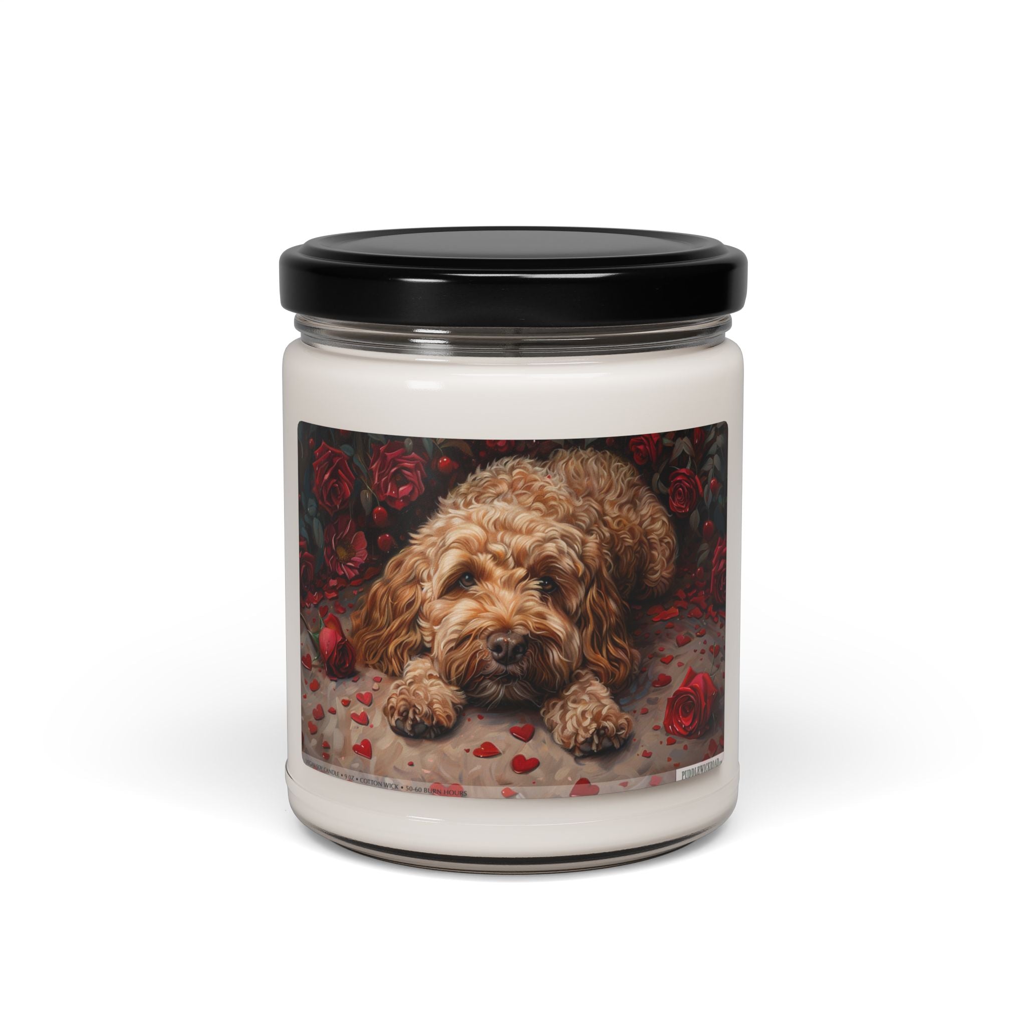 Golden Cockapoo Candle - Cozy Pet Lover Gift with Roses - Darwin & Rose
