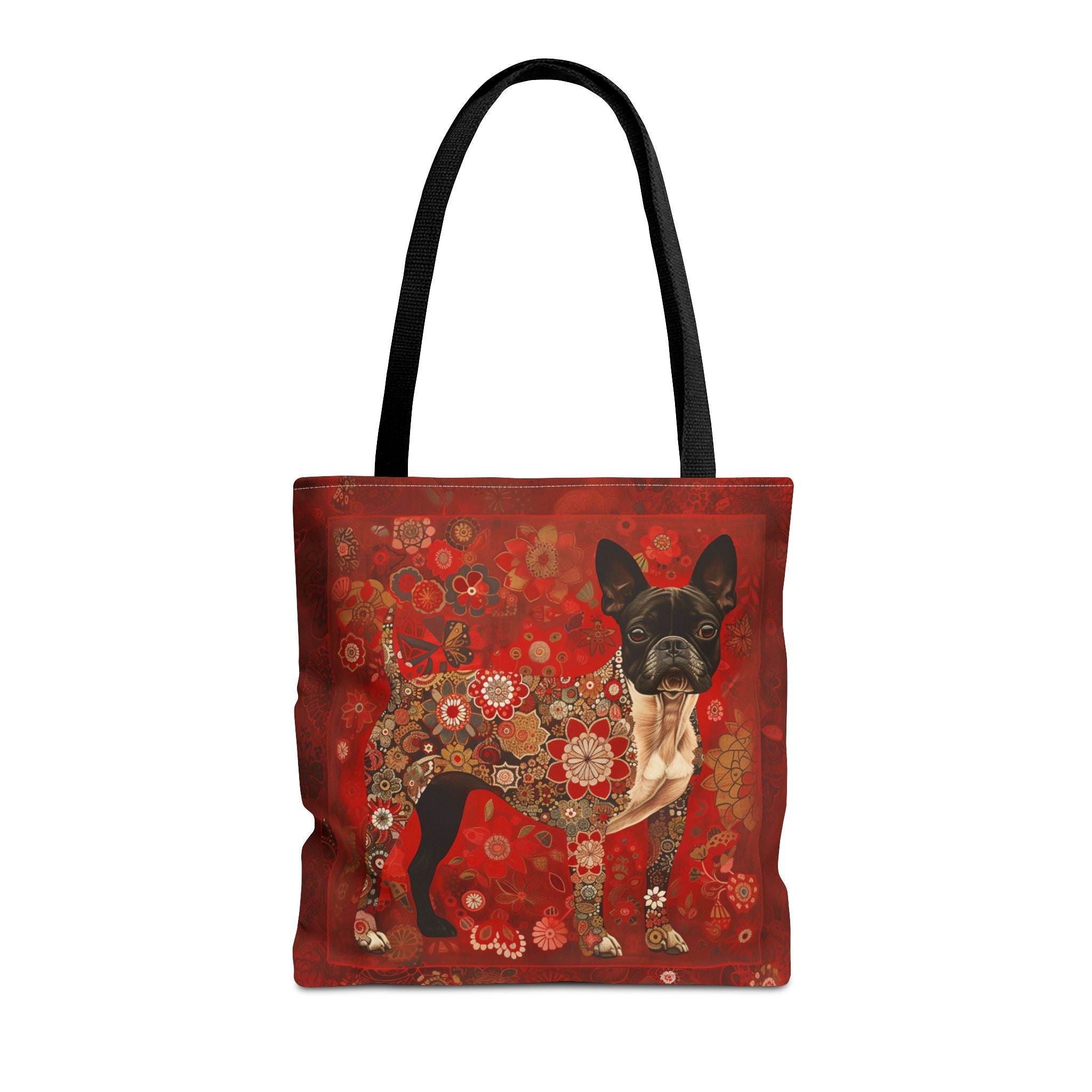 Boston Terrier Floral Tote Bag - Vibrant Red Design for Dog Lovers - Darwin & Rose