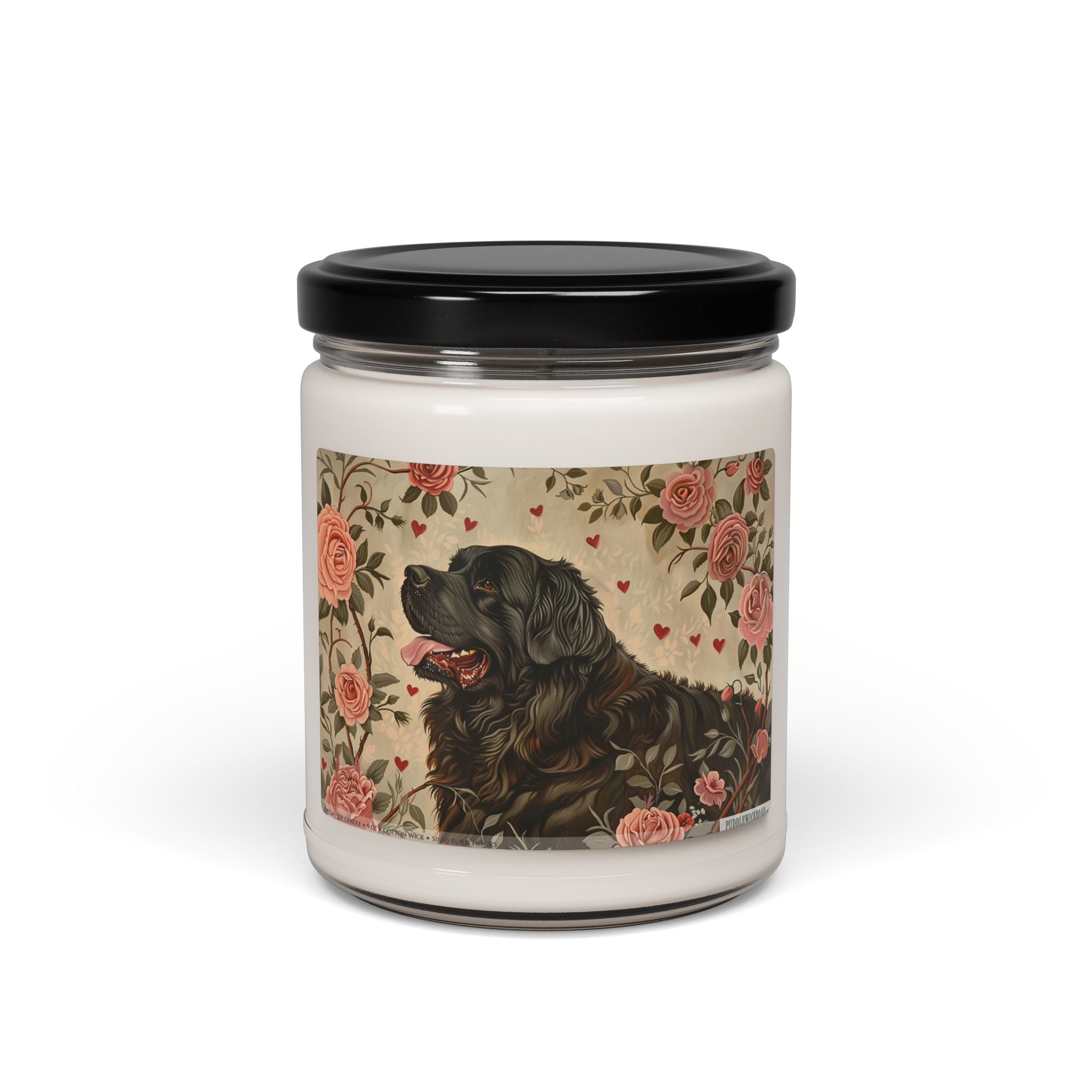 Newfoundland Dog Soy Candle - Vintage Floral Design Pet Lover Gift - Darwin & Rose