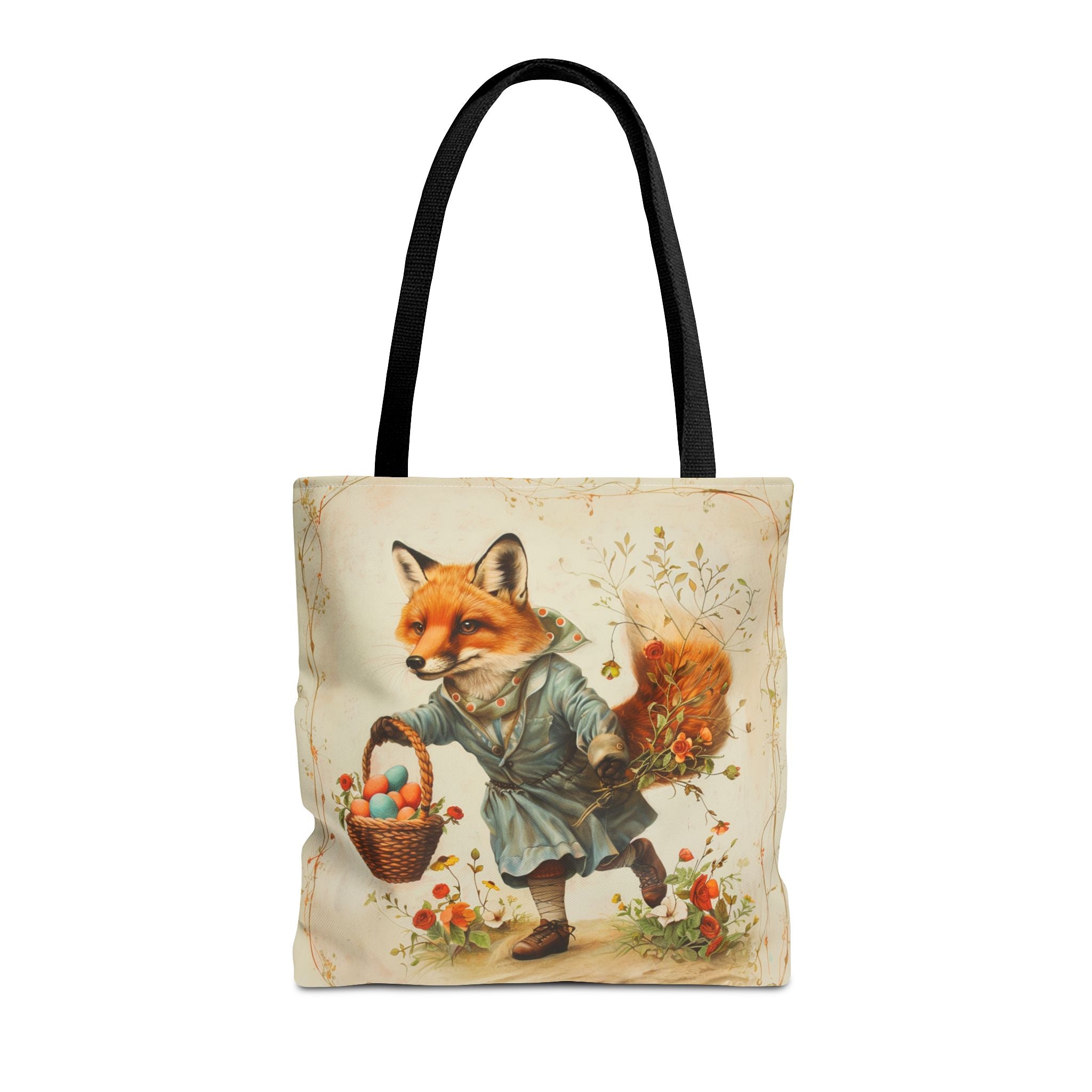 Vintage Easter Fox Tote Bag, Charming Canvas Shopping Gift Bag - Darwin & Rose