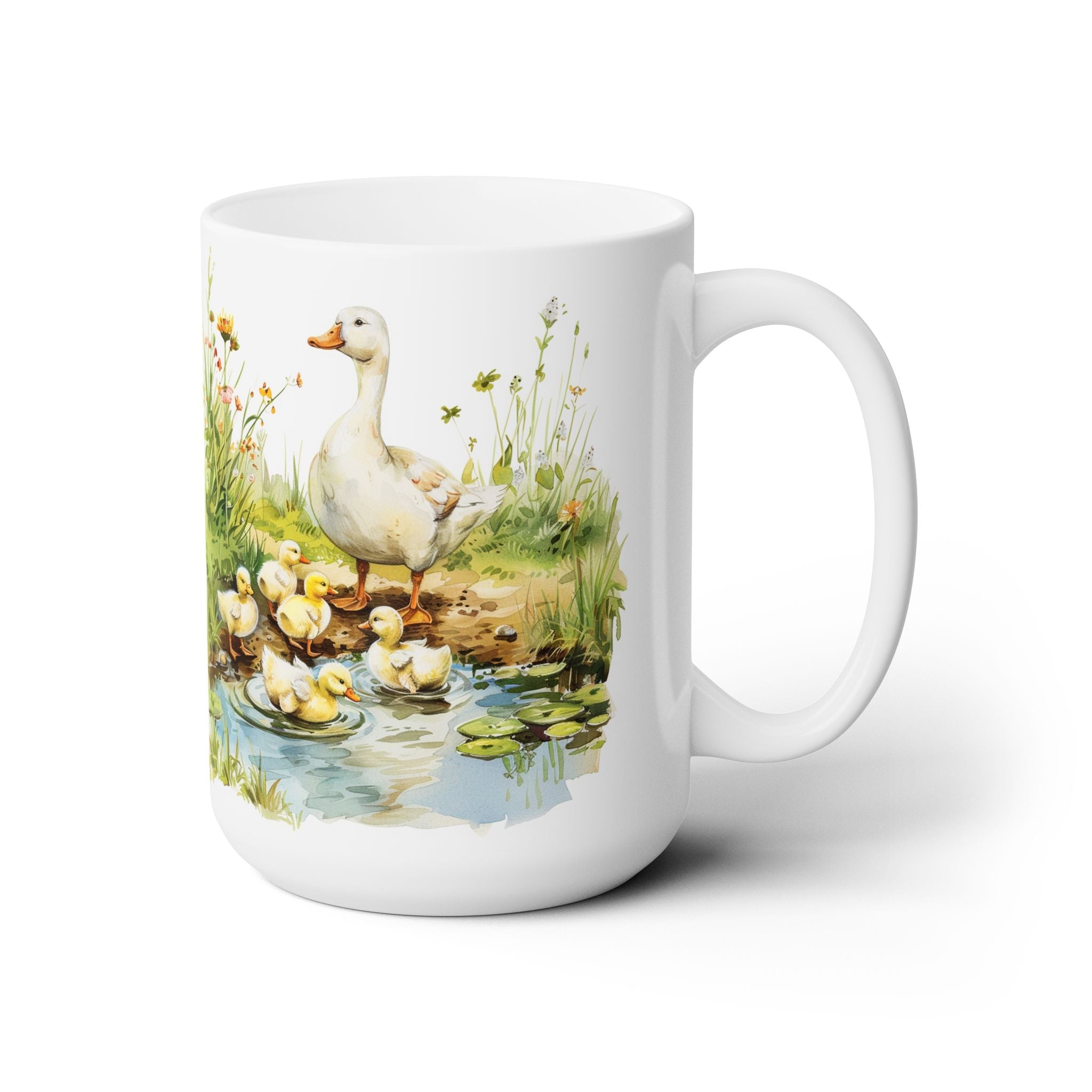 Mother Duck and Ducklings Floral Pond Mug, Nature Lovers Gift Cup - Darwin & Rose