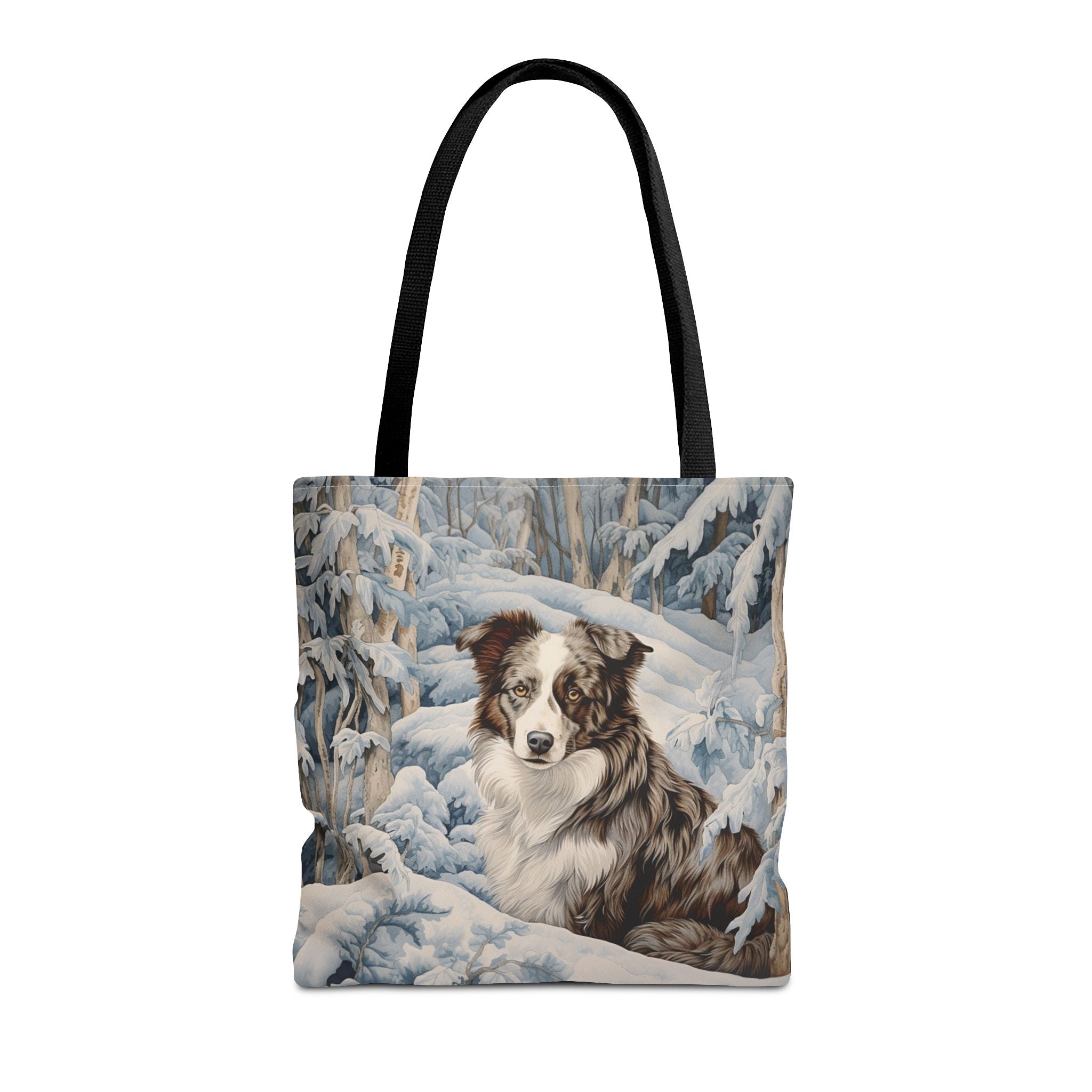 Australian Shepherd Winter Scene Tote Bag, Artistic Eco Canvas for Dog Lovers - Darwin & Rose