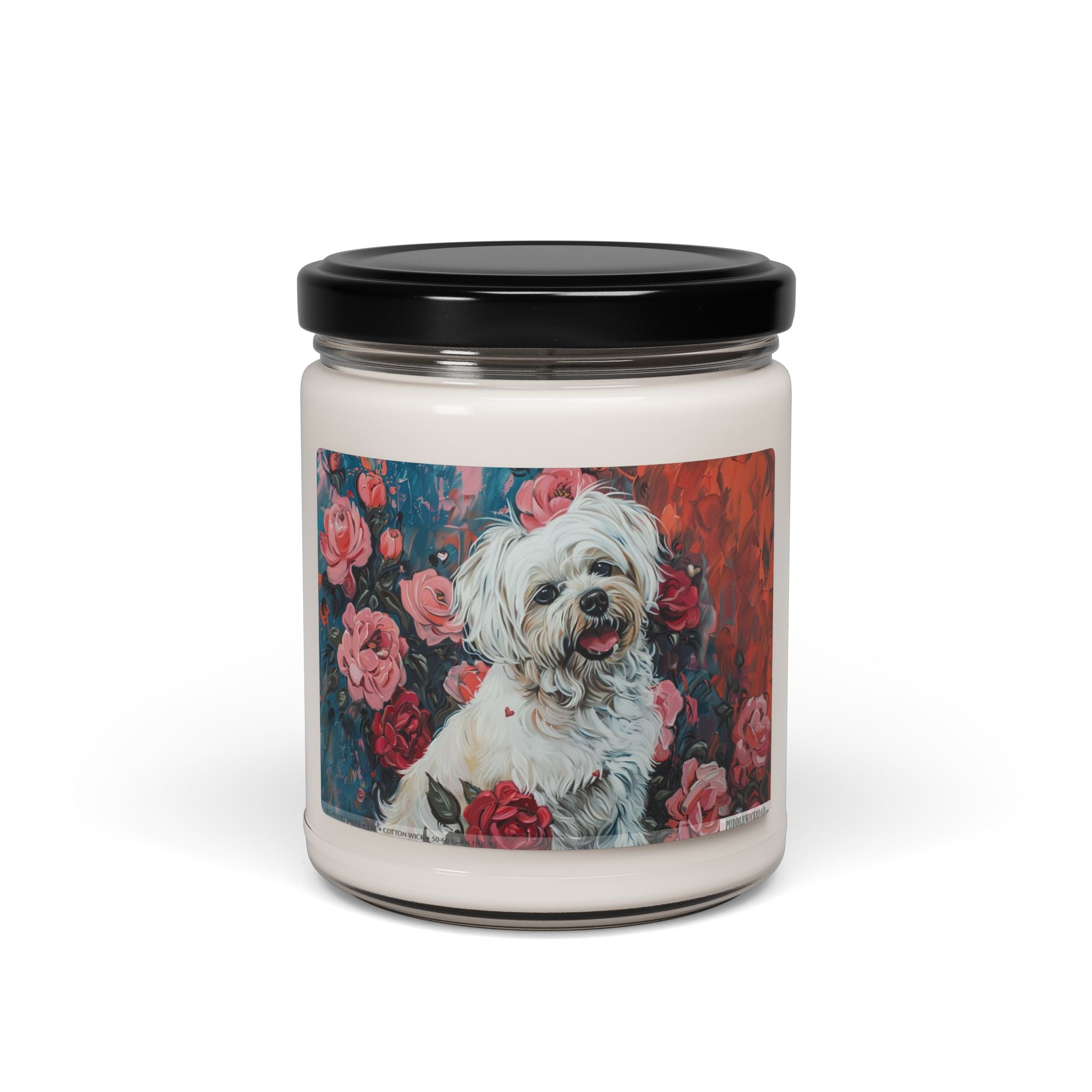 Maltese Dog Candle - Floral Art Pet Lover Gift - Darwin & Rose