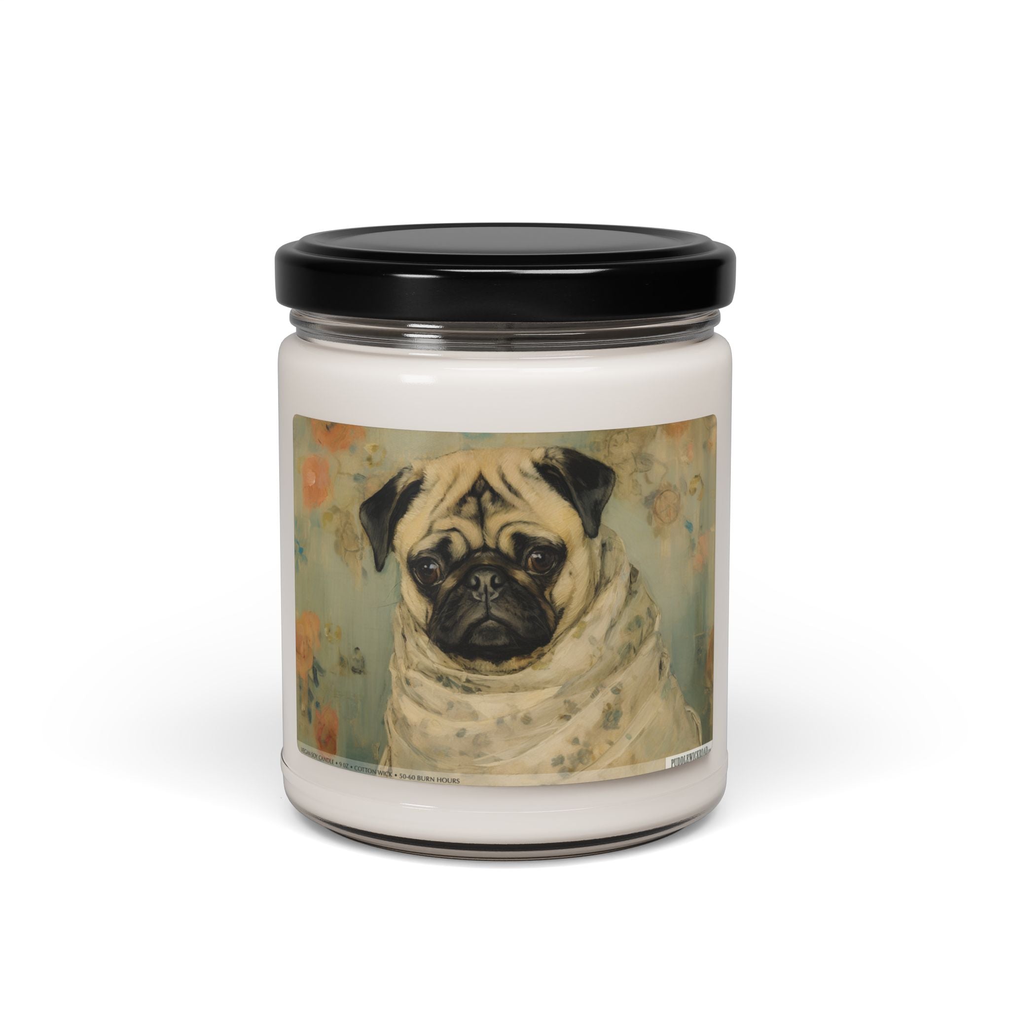 Pug Portrait Scented Candle - Pet Lover Gift & Memorial Keepsake - Darwin & Rose