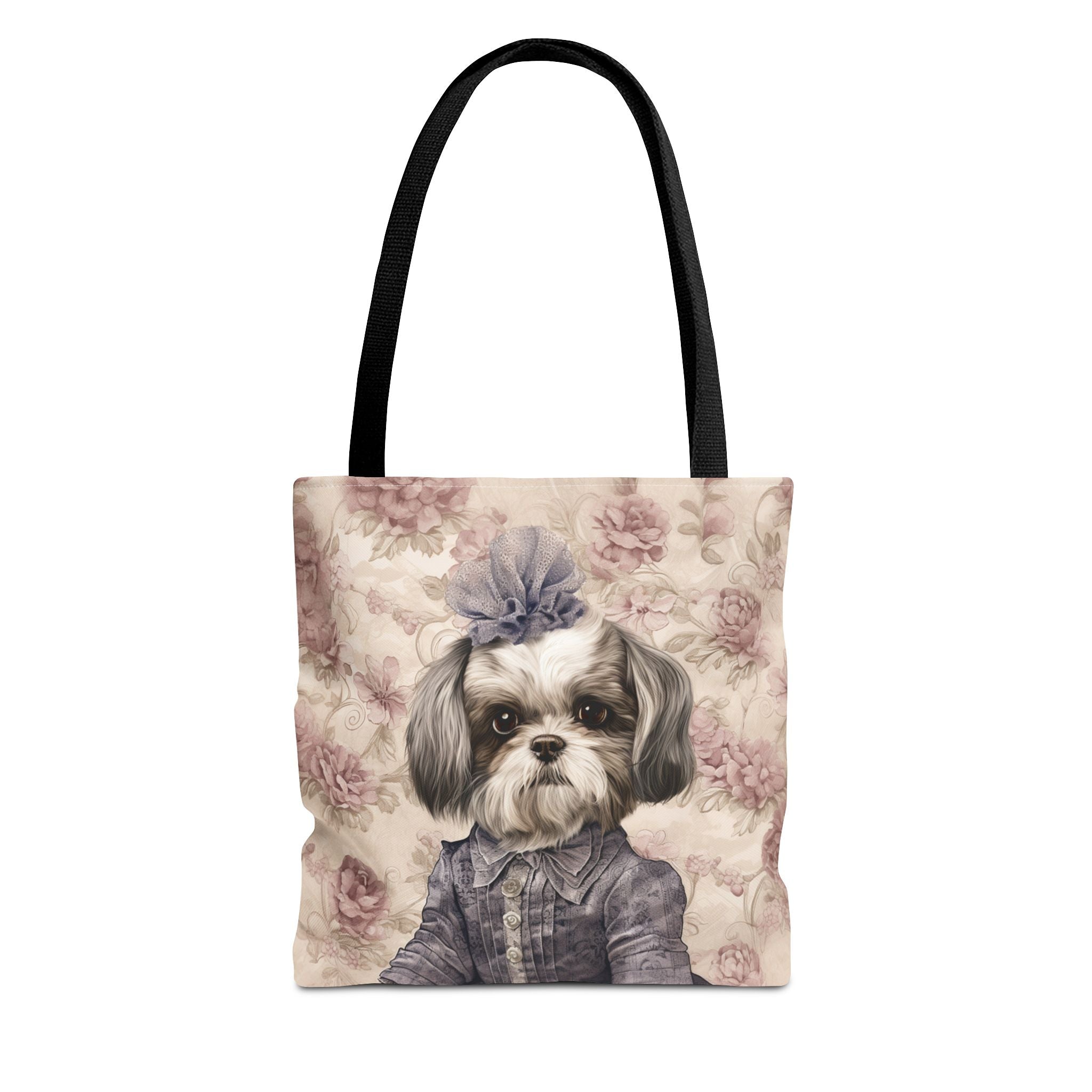 Shih Tzu Chic Floral Tote Bag: Elegant Canvas for Dog Lovers - Darwin & Rose