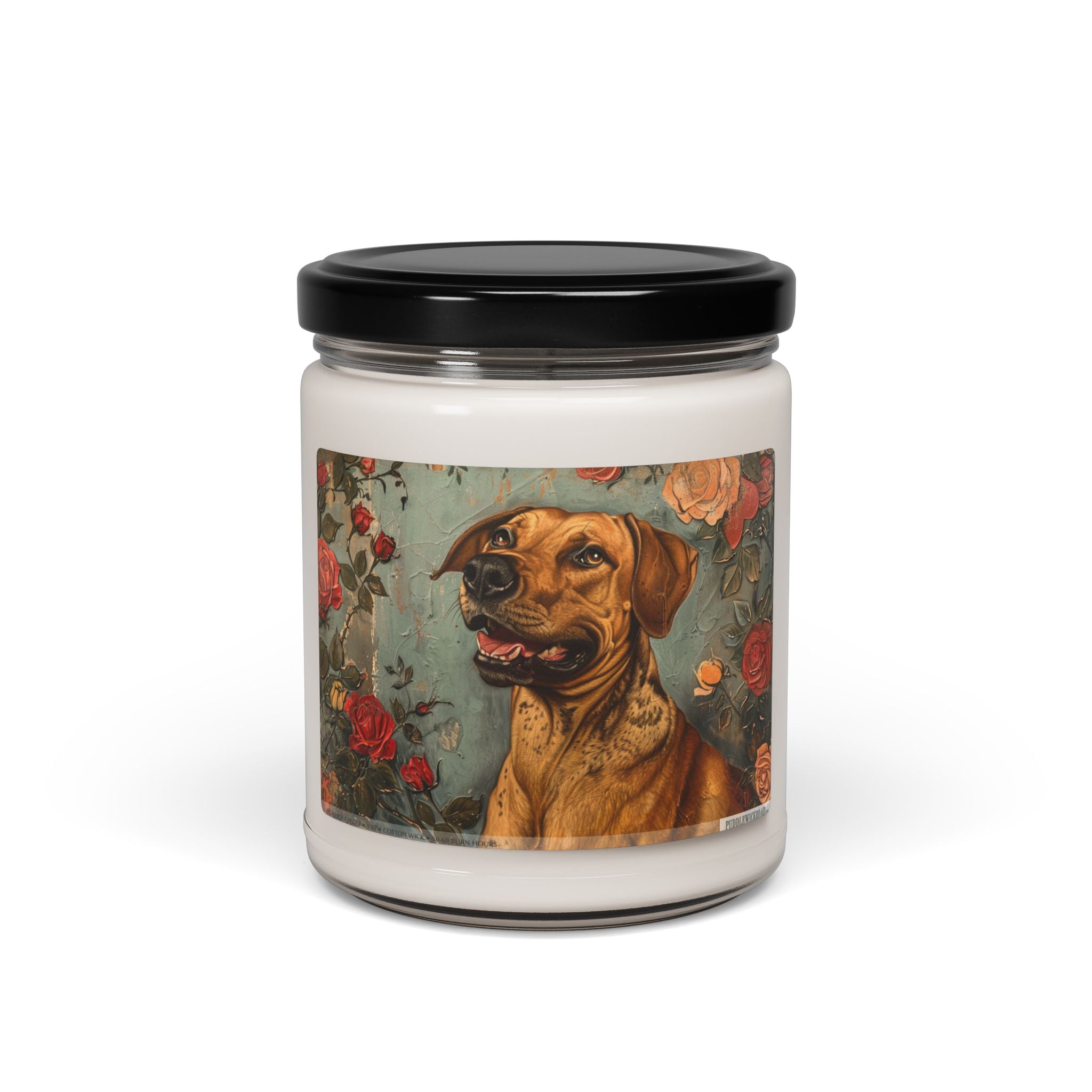 Rhodesian Ridgeback Floral Art Candle for Dog Lovers - Darwin & Rose