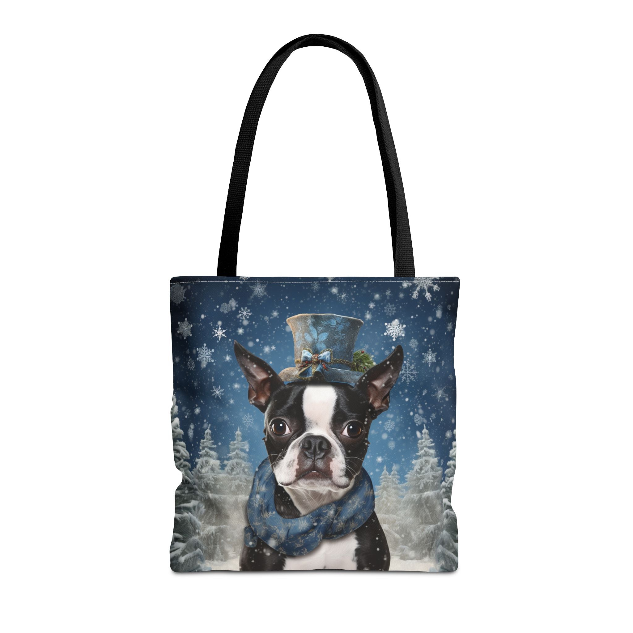 Winter Wonderland Boston Terrier Tote Bag - Festive Eco-Friendly Design - Darwin & Rose