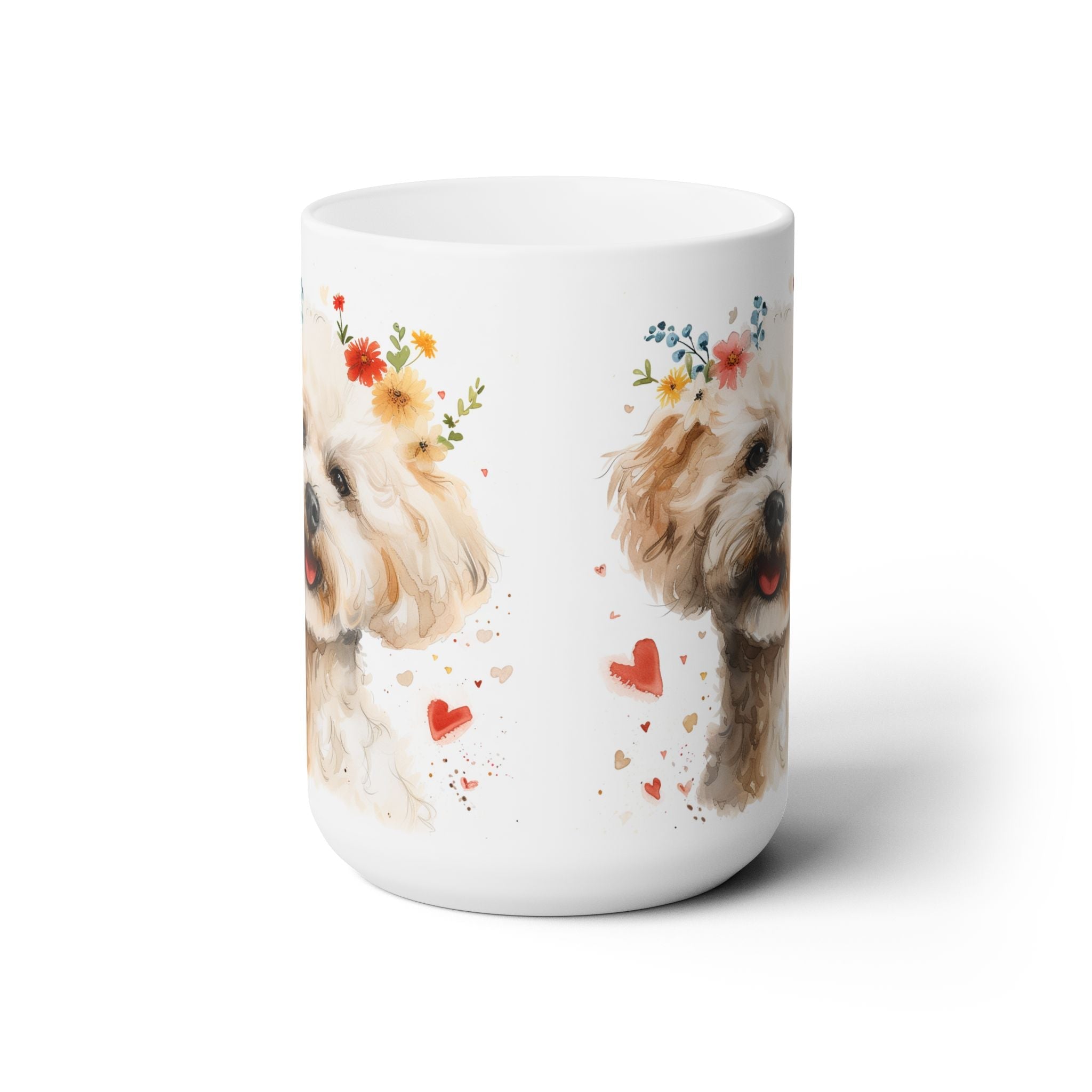 Fluffy Poodle Lover Mug - Cute Floral Dog Design for Pet Moms - Darwin & Rose