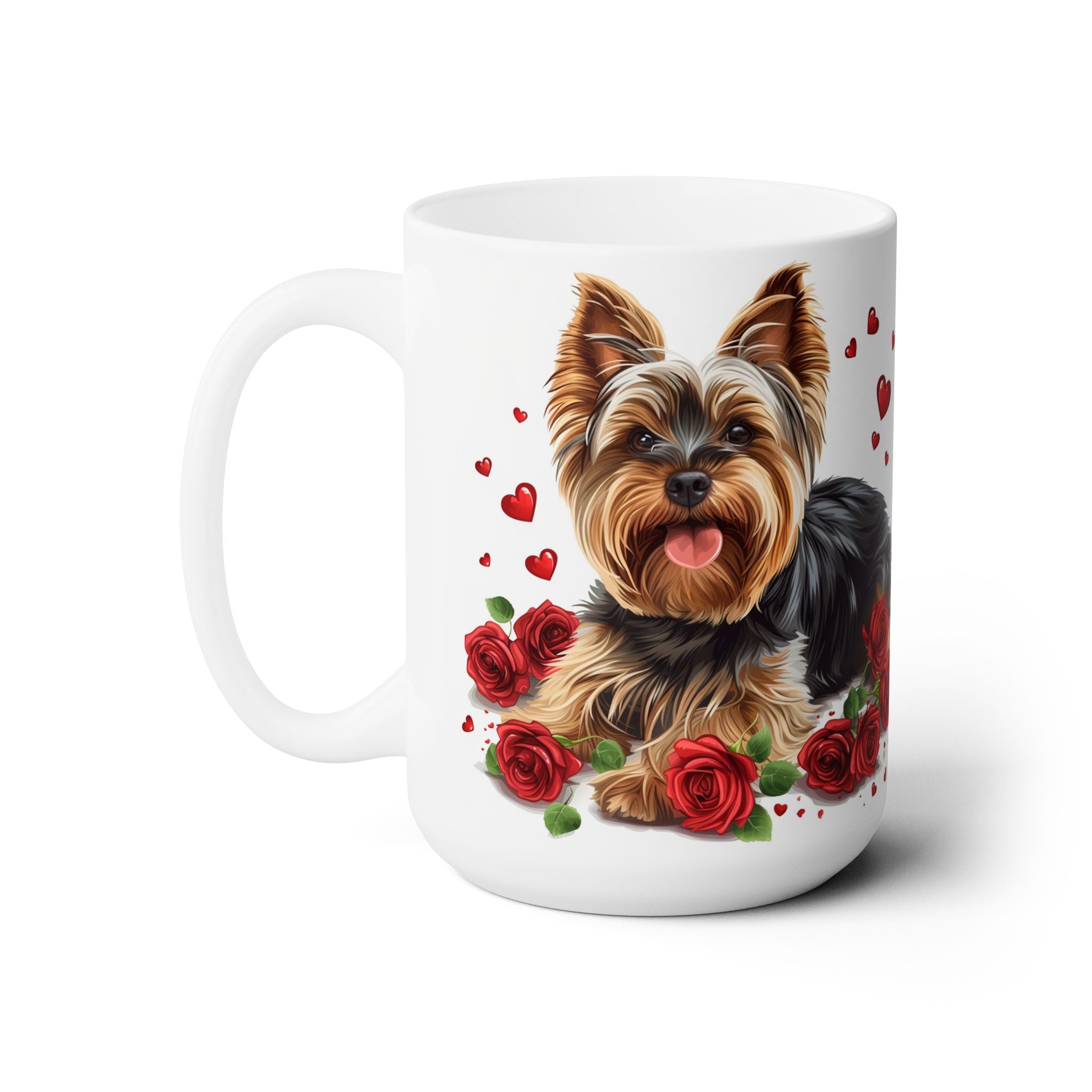 Yorkshire Terrier Lover's Valentine Mug - Yorkie Gift with Roses - Darwin & Rose