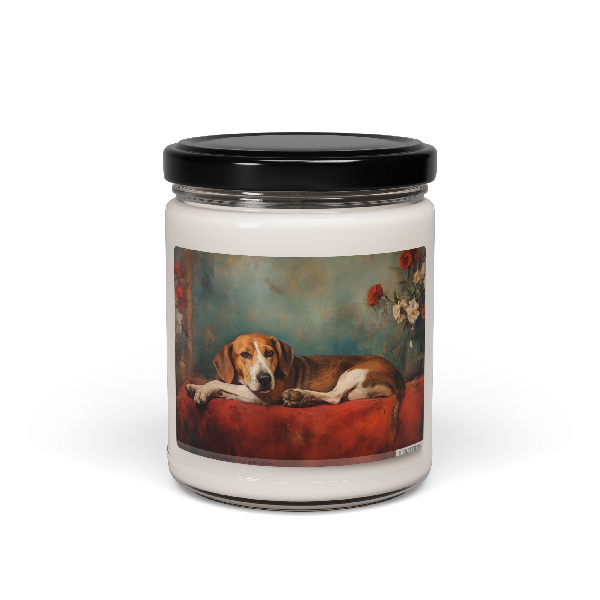 Beagle Serenity Candle - Vintage Art Soy Candle Gift for Dog Lovers - Darwin & Rose
