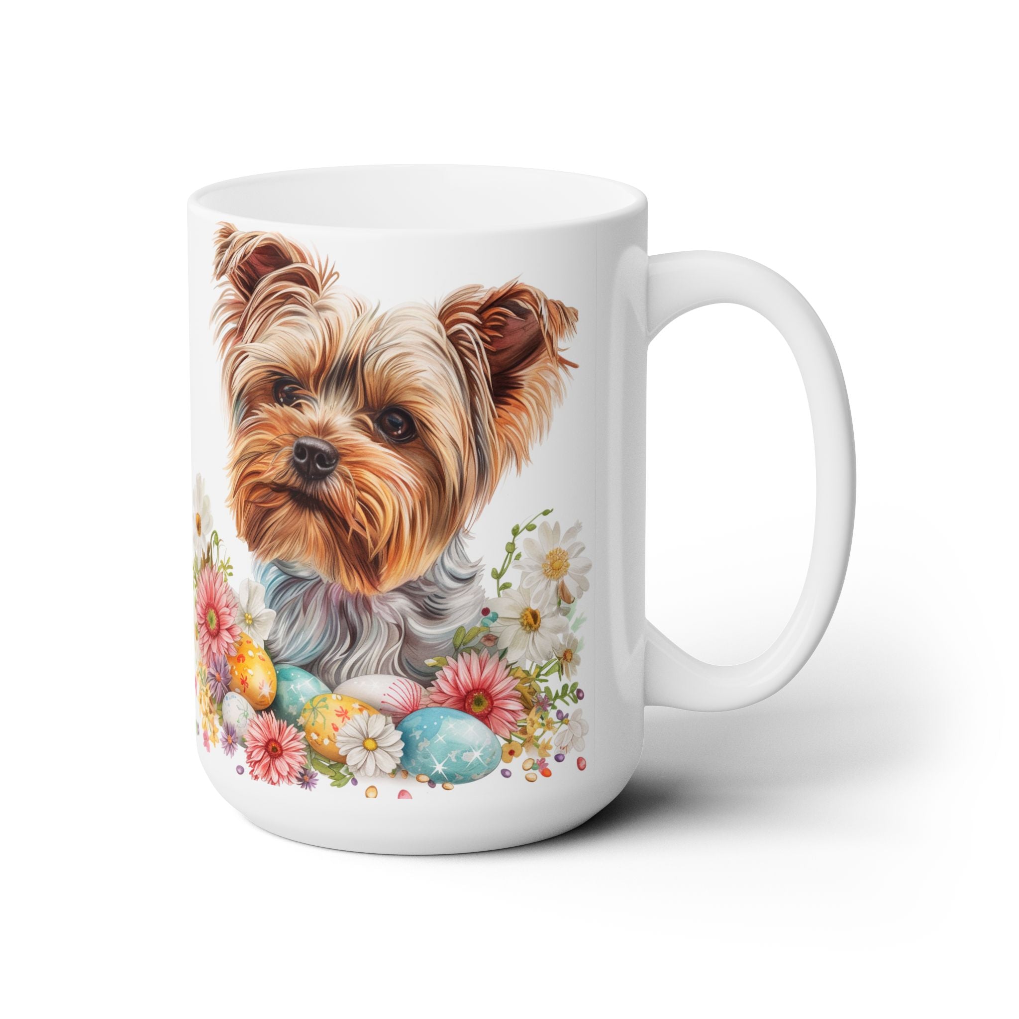 Yorkshire Terrier Easter Mug with Colorful Floral Design - Darwin & Rose