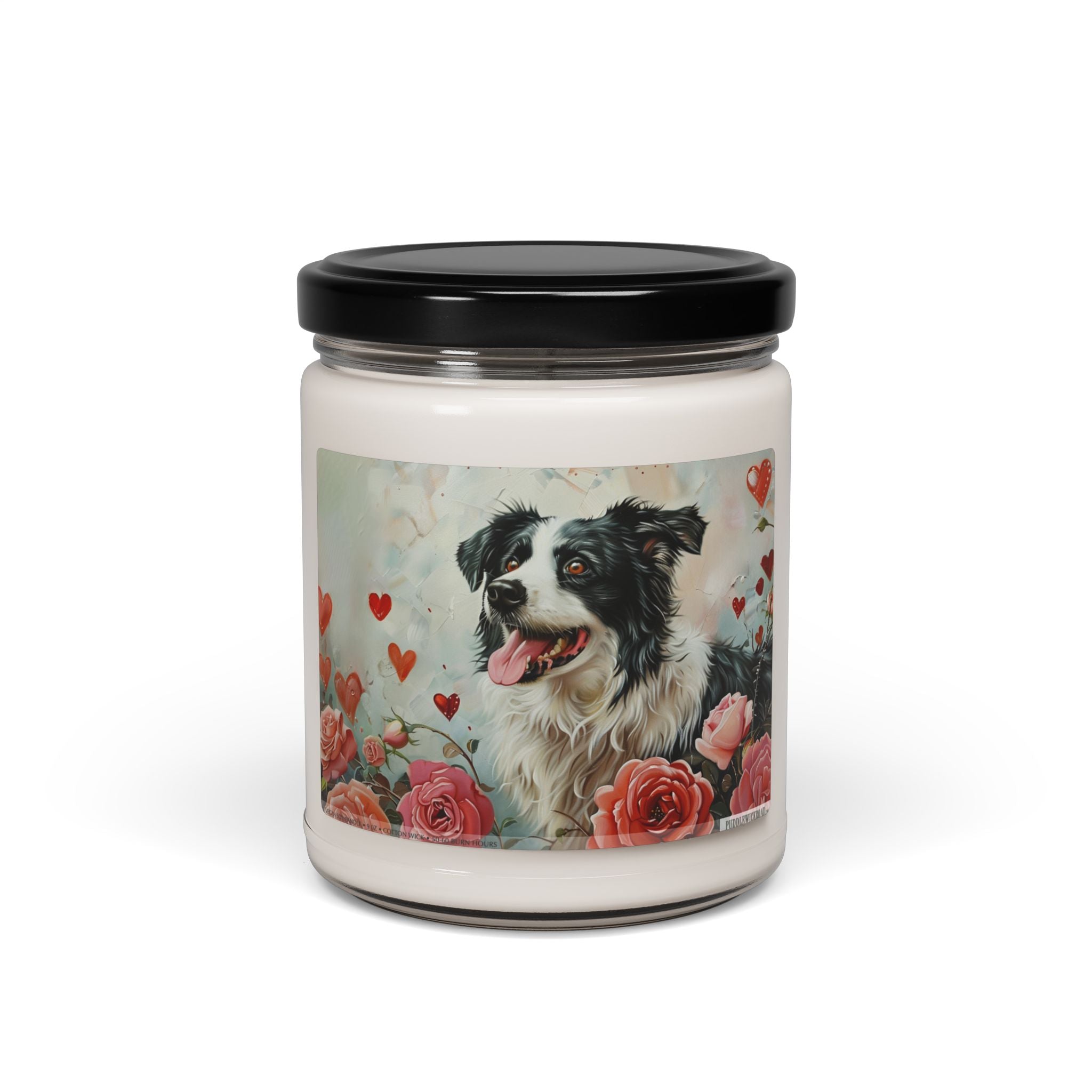 Border Collie Candle - Artistic Floral Gift for Dog Lovers - Darwin & Rose