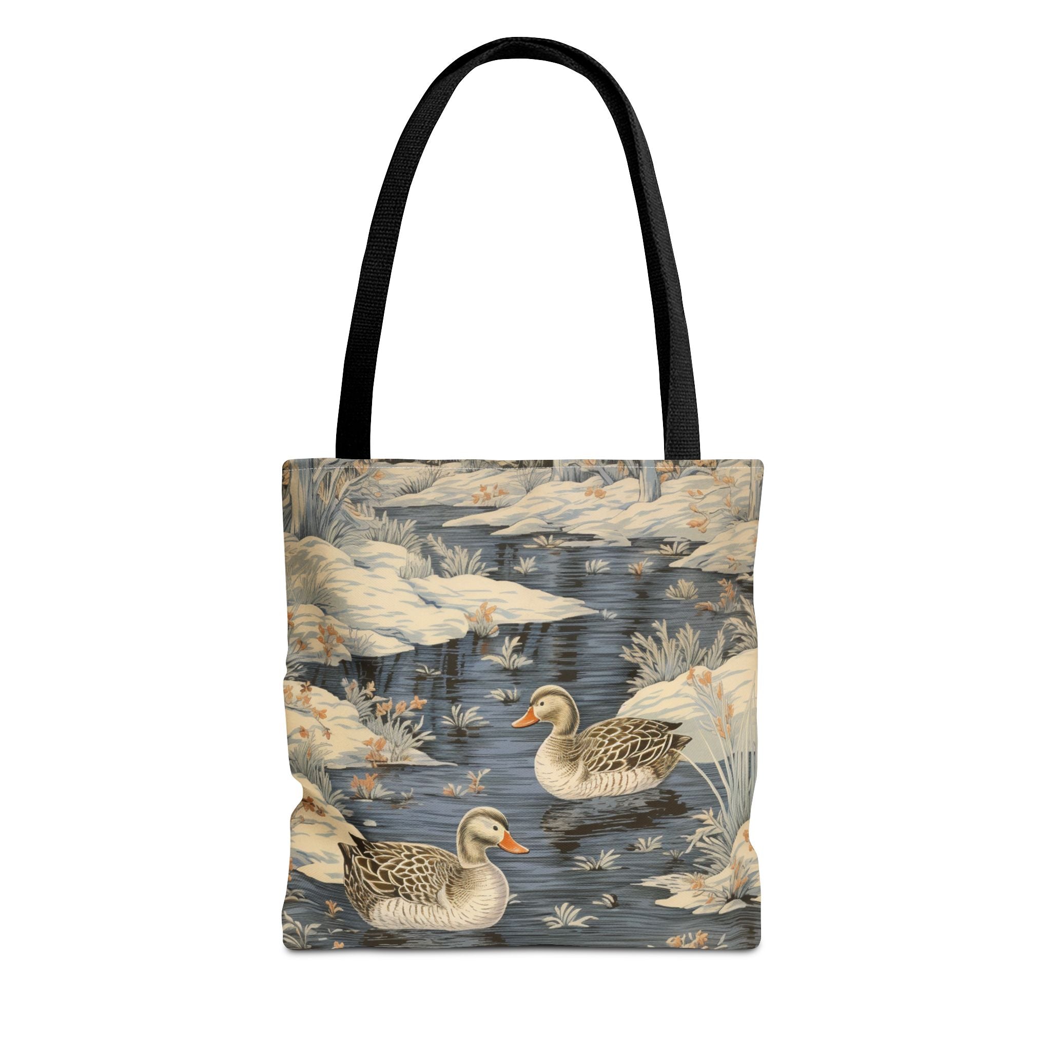 Winter Ducks Scenic Tote Bag, Eco-Friendly Canvas for Nature Lovers - Darwin & Rose