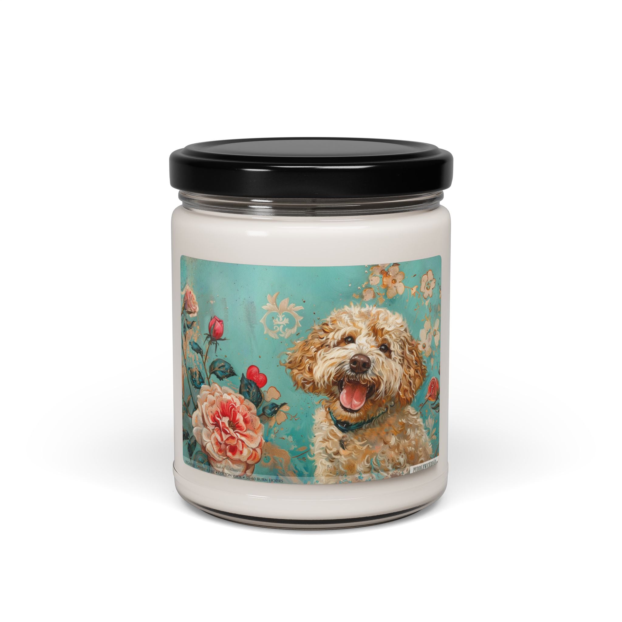 Labradoodle Candle with Vintage Floral Design, Dog Lover Gift - Darwin & Rose