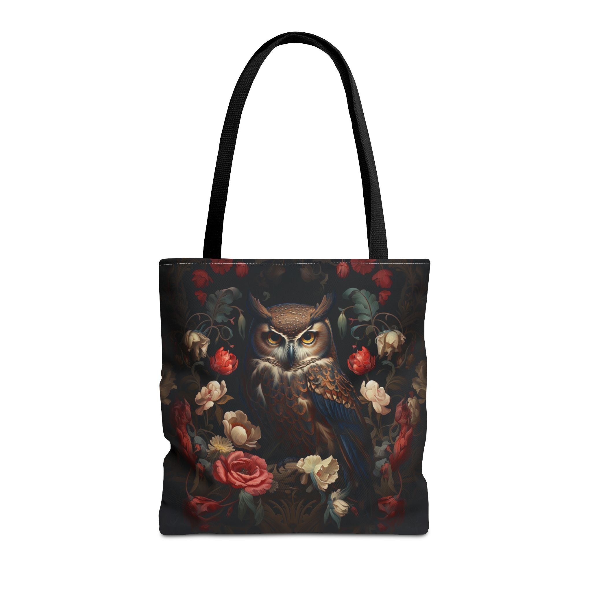 Elegant Owl and Floral Canvas Tote Bag, Eco-Friendly Daily Tote - Darwin & Rose