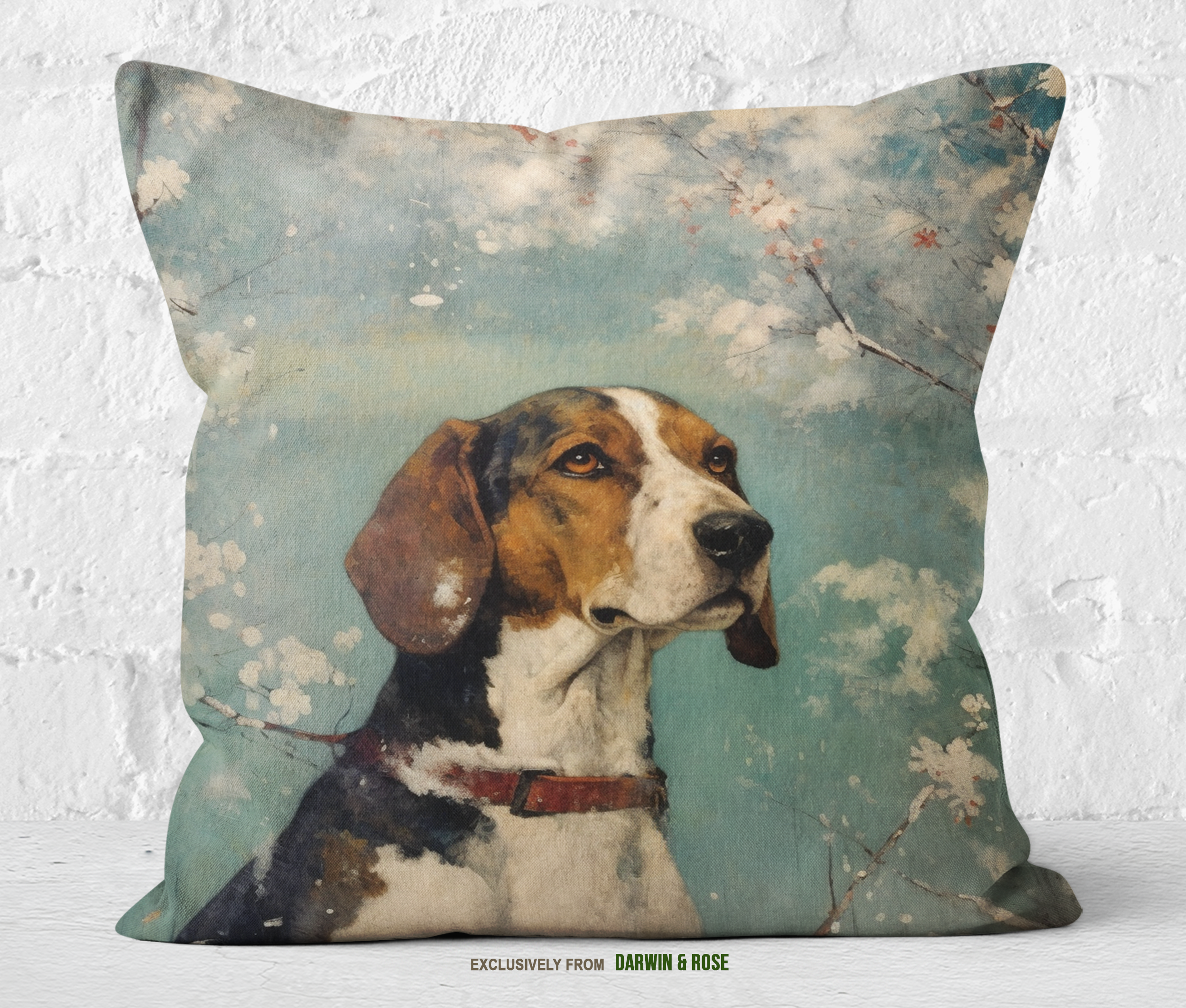 Beagle Blossom Charm Throw Pillow – Modern Farmhouse Dog Decor