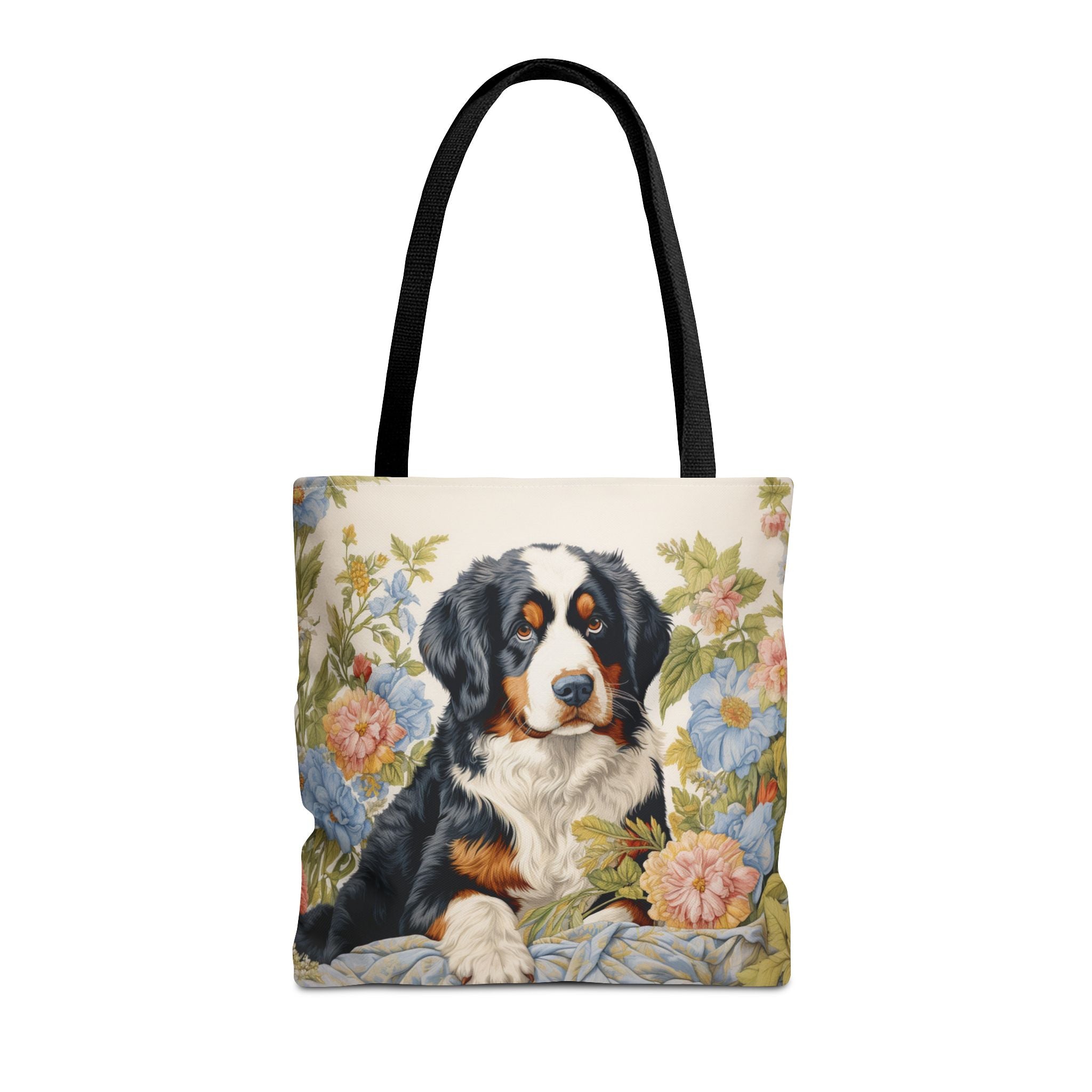 Bernese Mountain Dog Floral Canvas Tote Bag, Chic Gift for Dog Lovers - Darwin & Rose