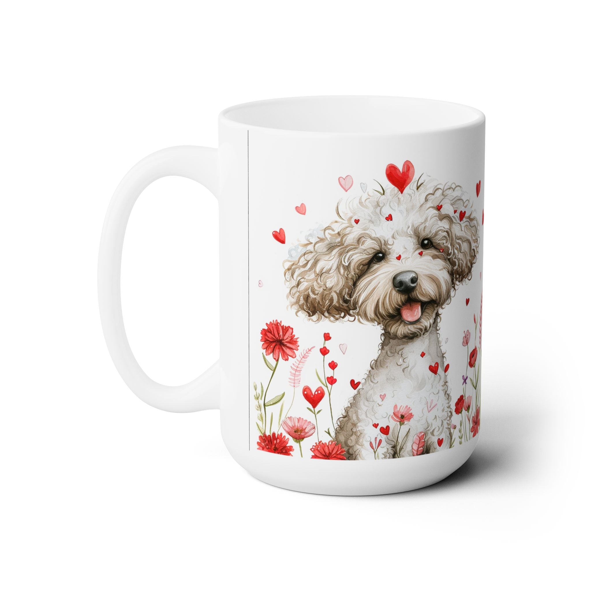 Poodle Lover Valentine's Day Coffee Mug - Adorable Floral Design - Darwin & Rose