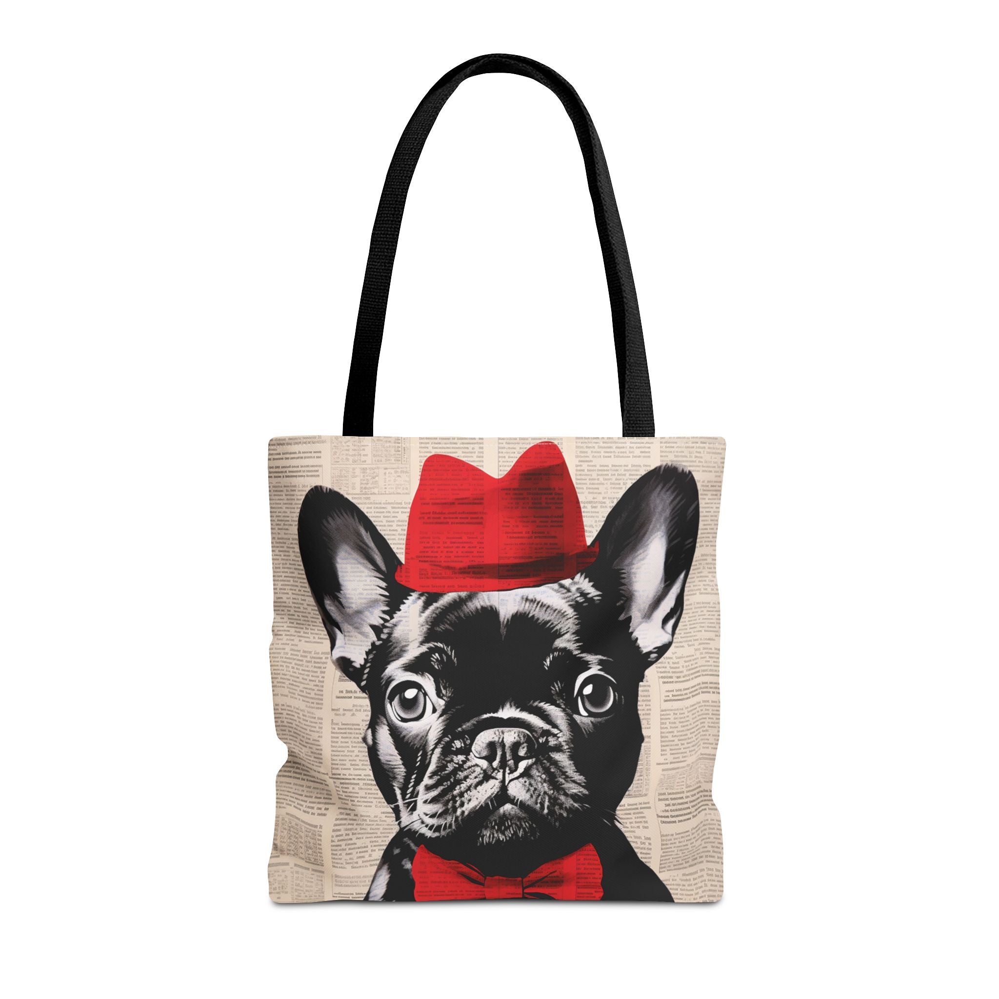French Bulldog Tote Bag with Red Hat, Stylish Canvas Market Bag - Darwin & Rose
