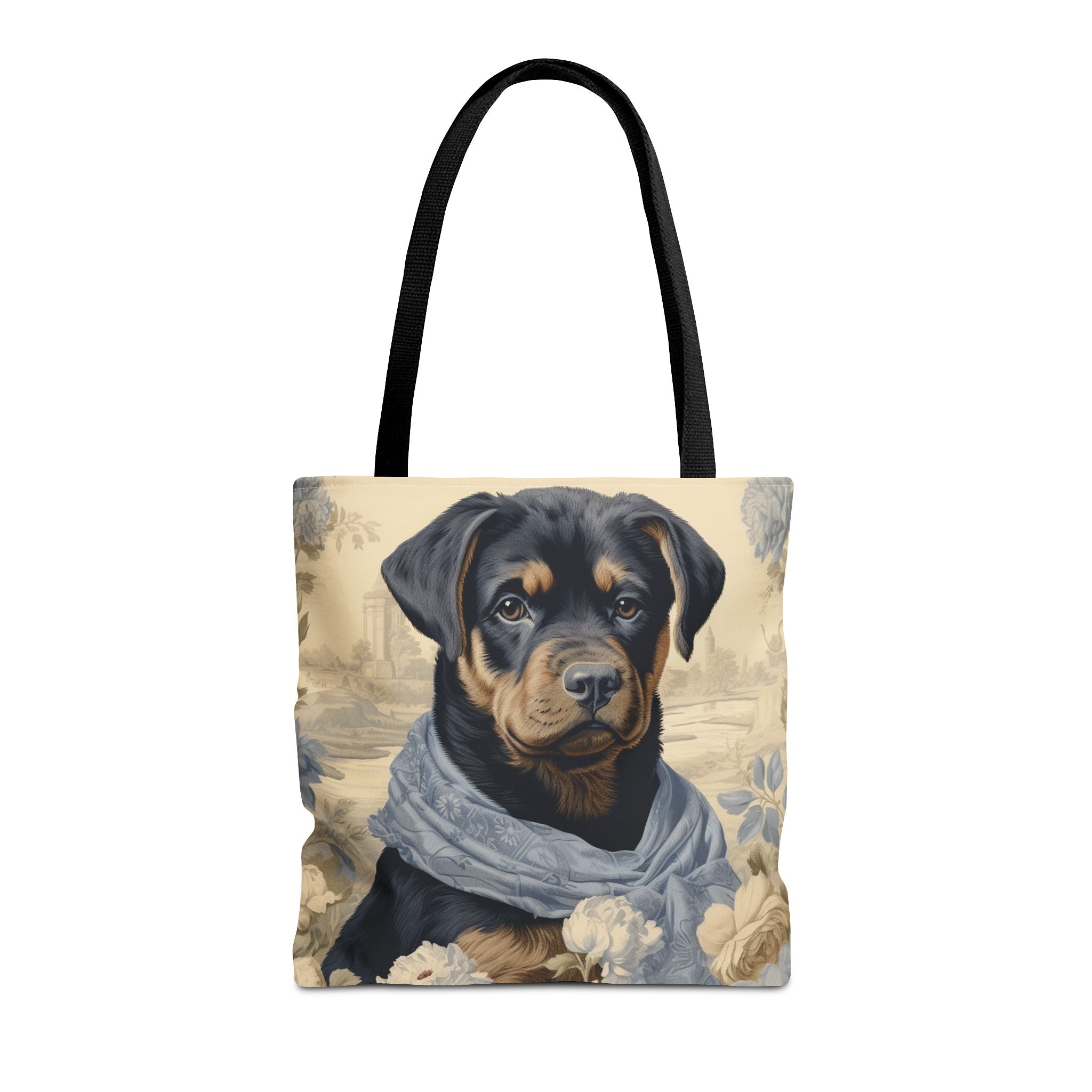 Rottweiler Elegance Tote Bag with Floral and Vintage Charm - Darwin & Rose