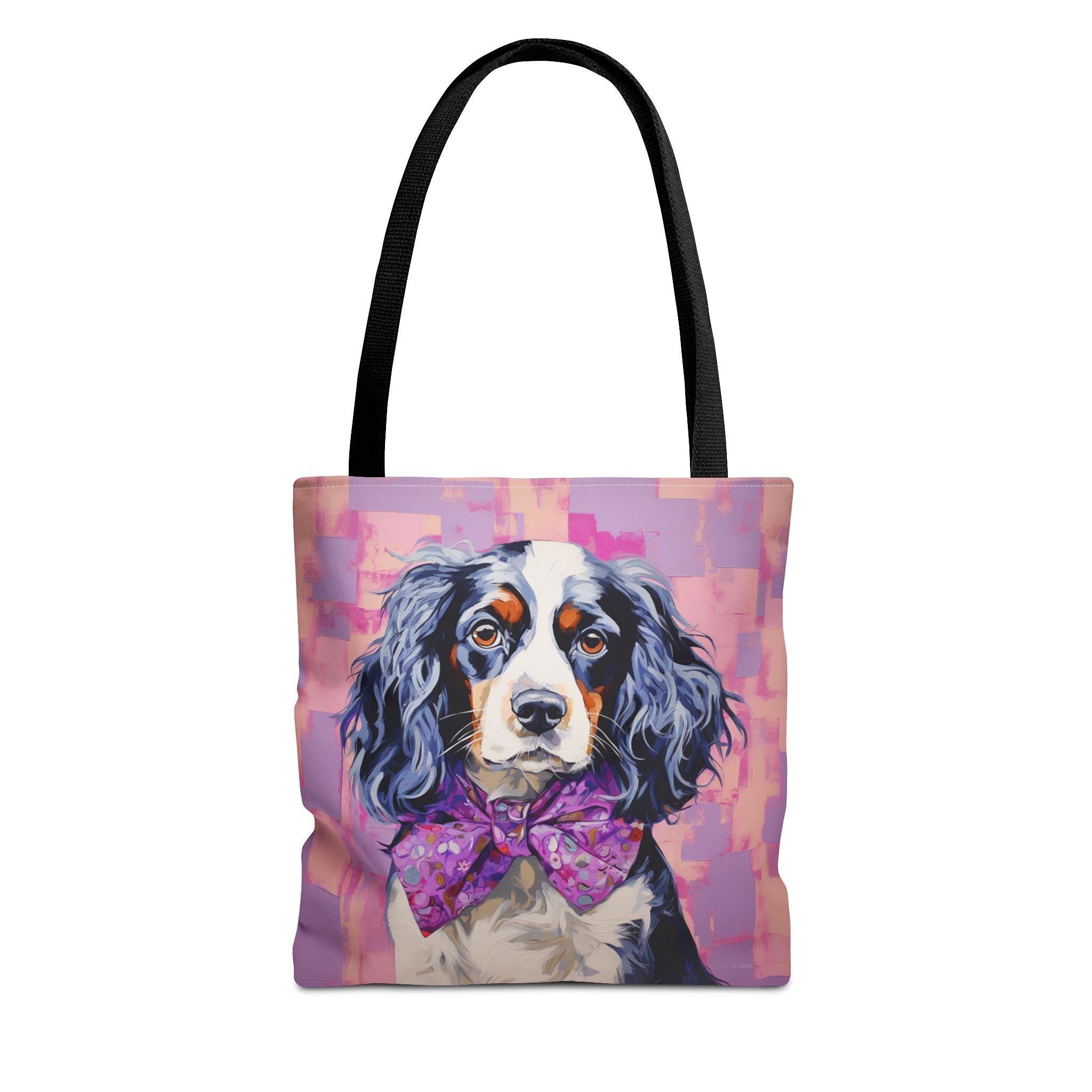 Cavalier King Charles Spaniel Canvas Tote Bag with Artistic Bow Design - Darwin & Rose