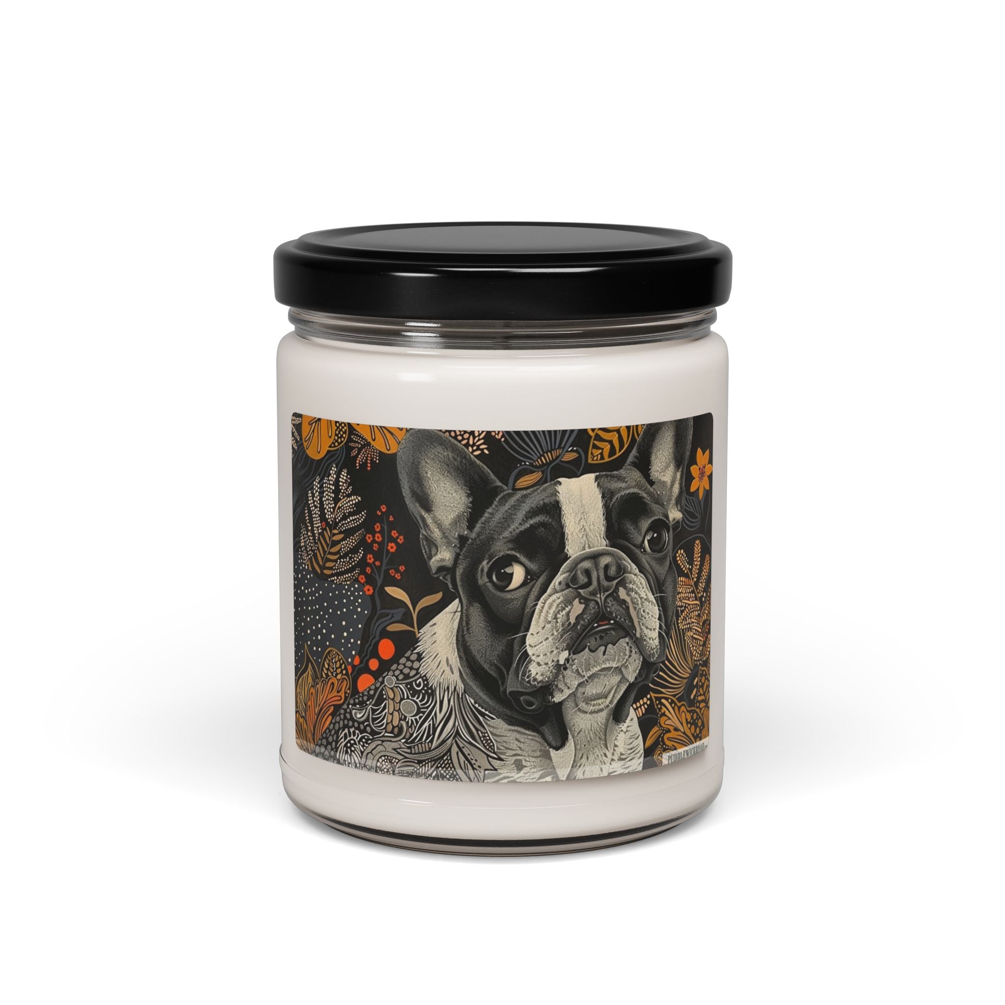 Frenchie Floral Art Soy Candle - Pet Lover Gift, Memorial Keepsake - Darwin & Rose