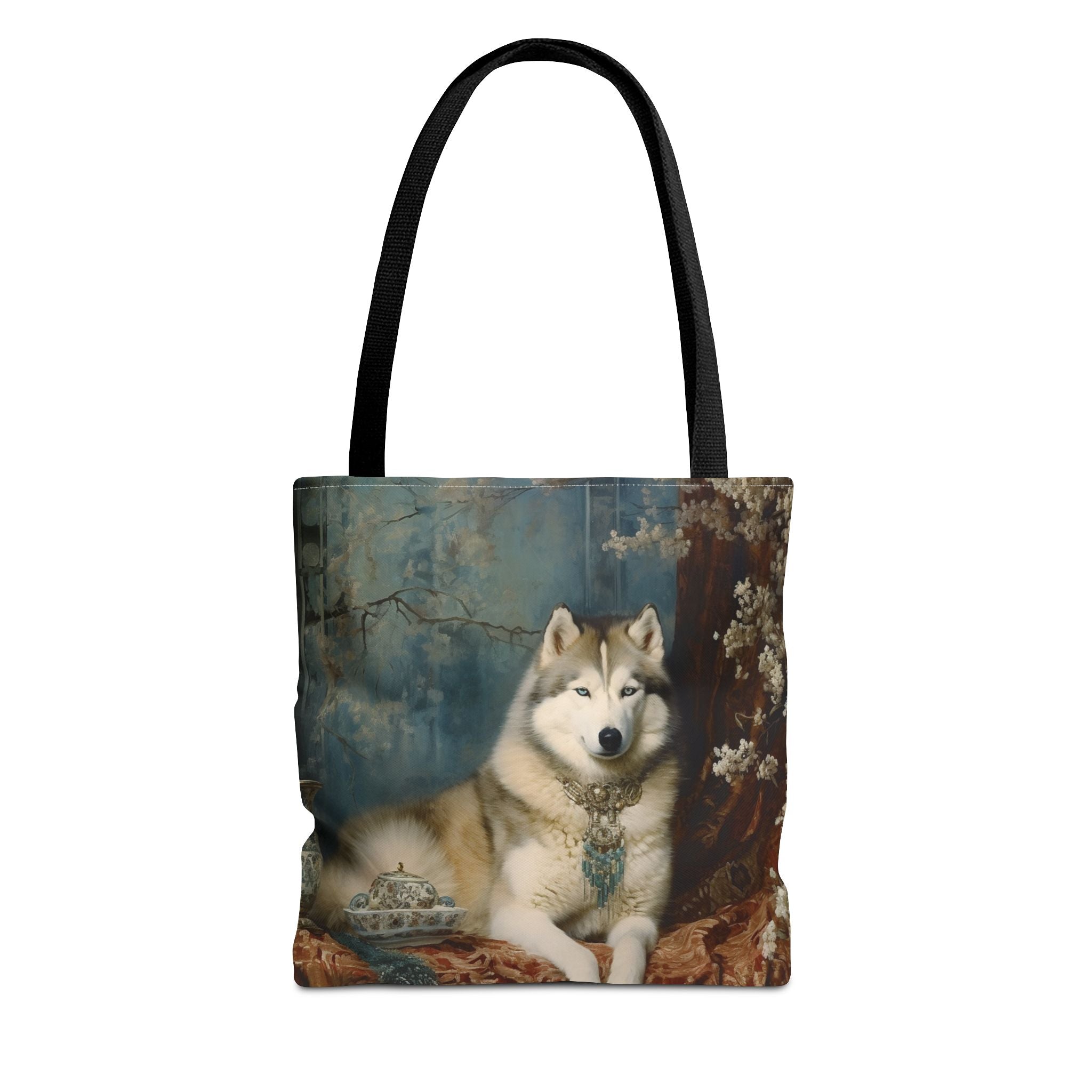 Siberian Husky Elegance Tote Bag, Vintage Floral Shopping Canvas - Darwin & Rose