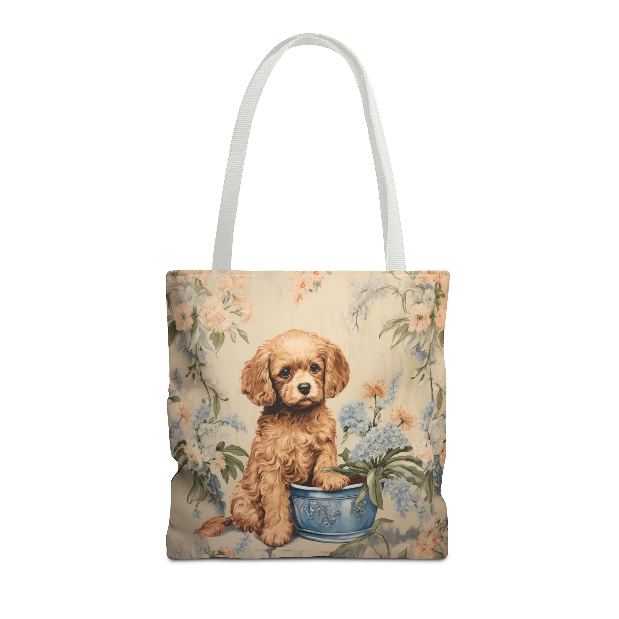 Cavapoo Floral Canvas Tote Bag, Elegant Eco-Friendly Dog Lover Gift - Darwin & Rose