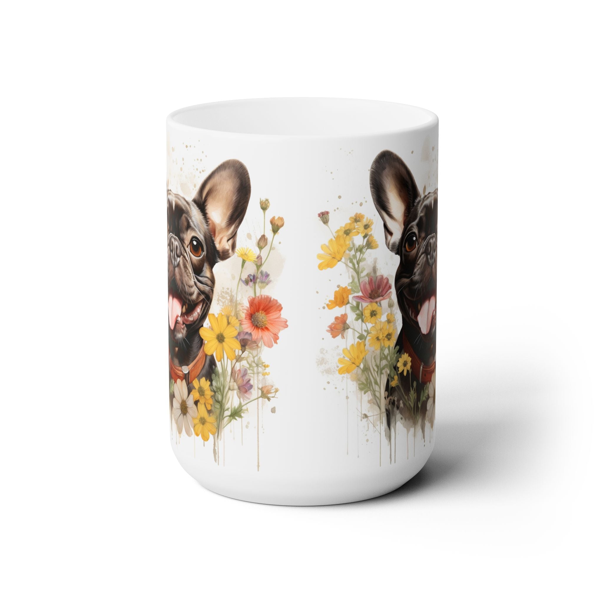 Frenchie Bloom Mug - French Bulldog Flower Design Coffee Cup - Darwin & Rose
