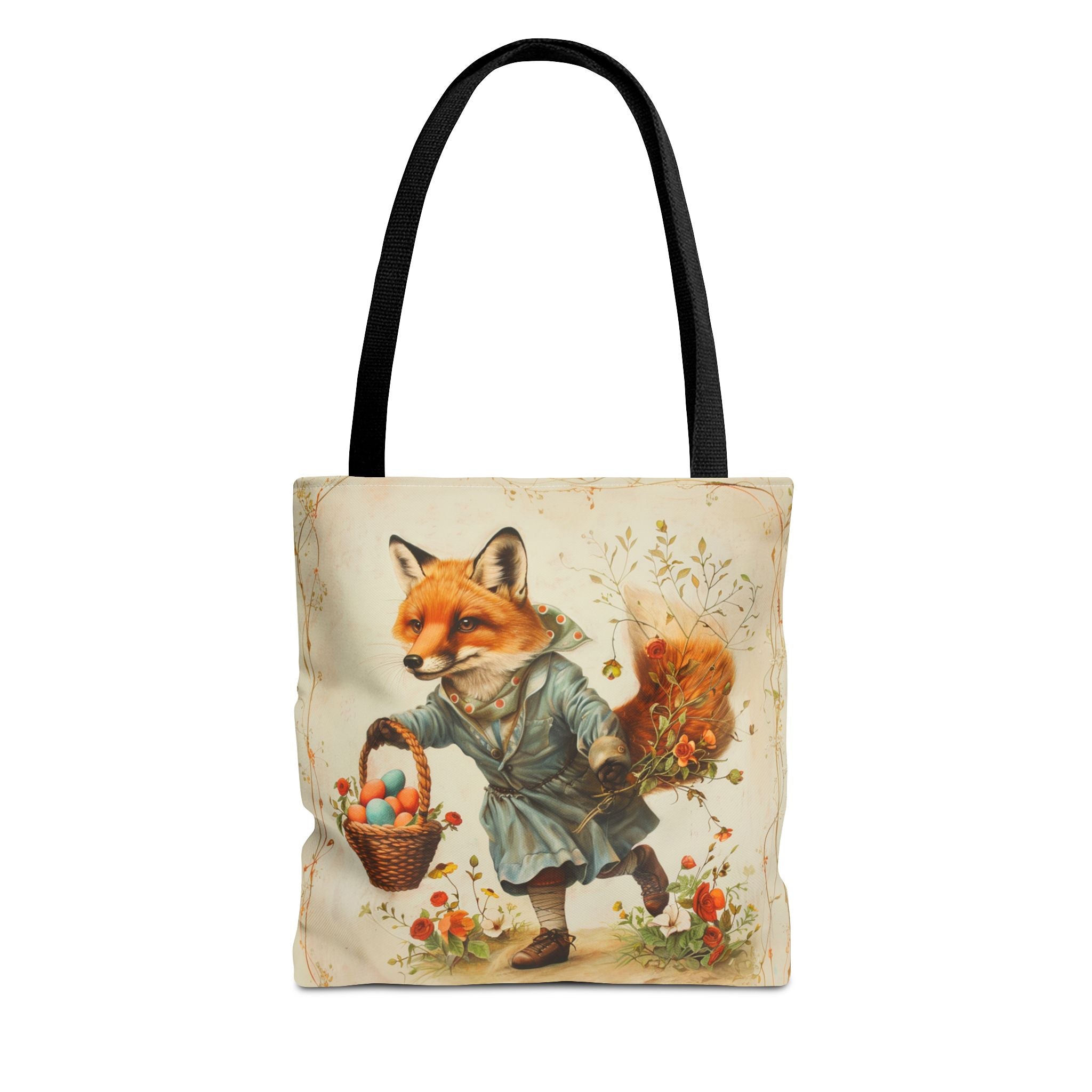 Vintage Easter Fox Tote Bag, Charming Canvas Shopping Gift Bag - Darwin & Rose