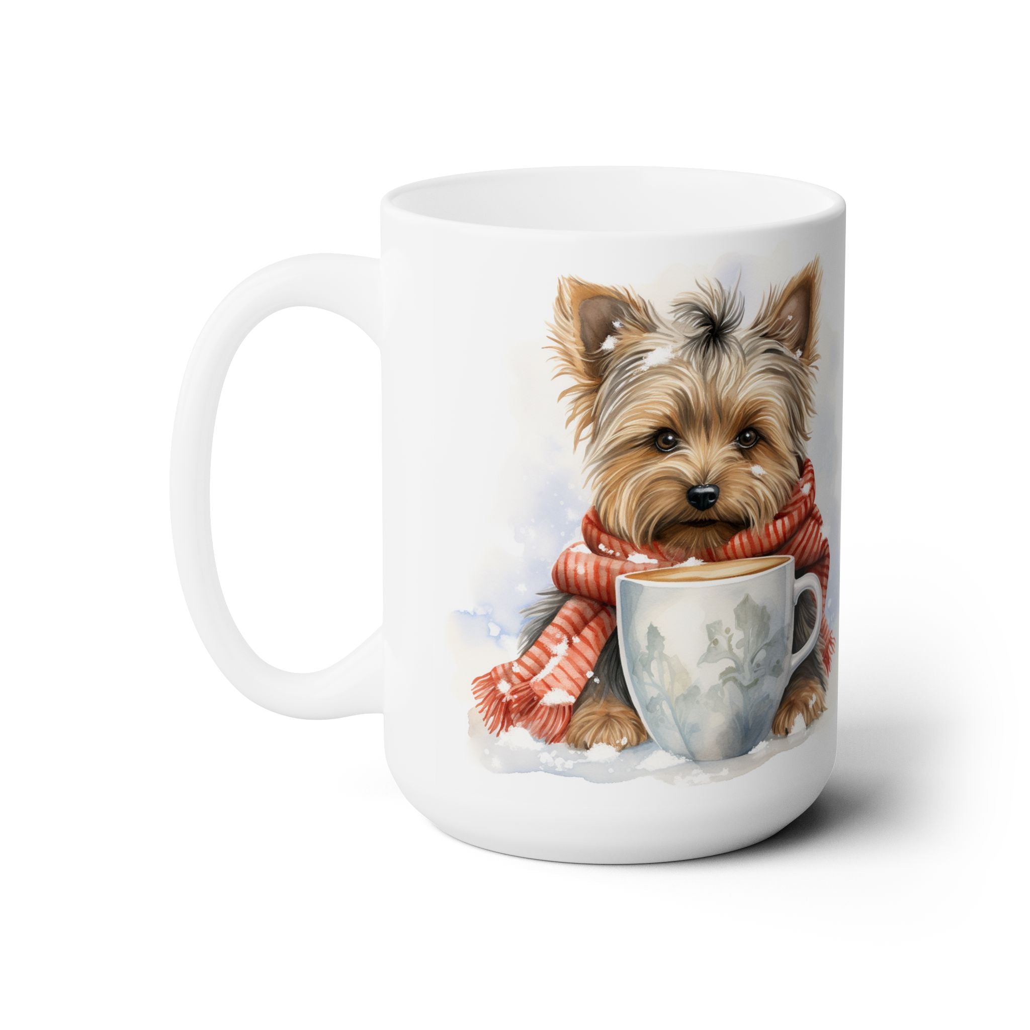 Yorkie Cozy Winter Mug with Holiday Scarf Design - Darwin & Rose
