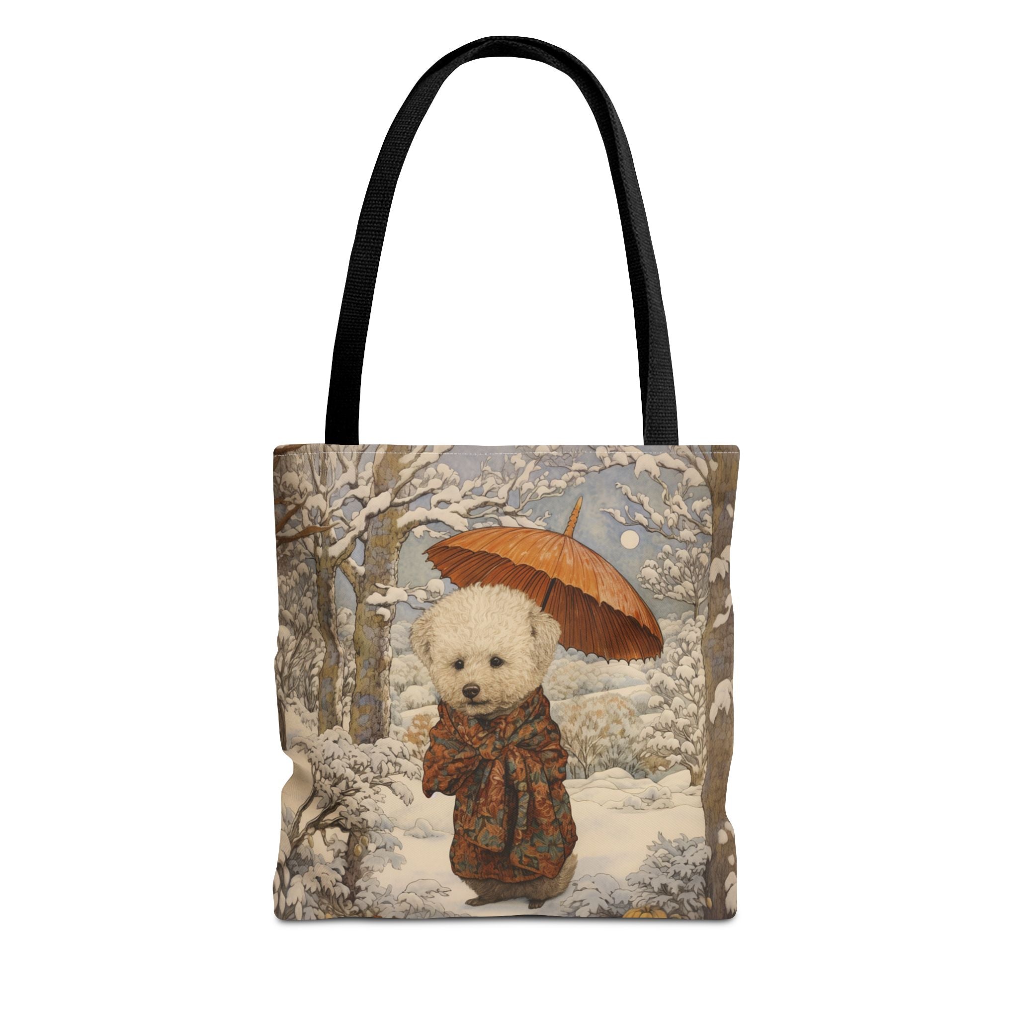 Winter Poodle Tote Bag with Snowy Forest Design - Darwin & Rose